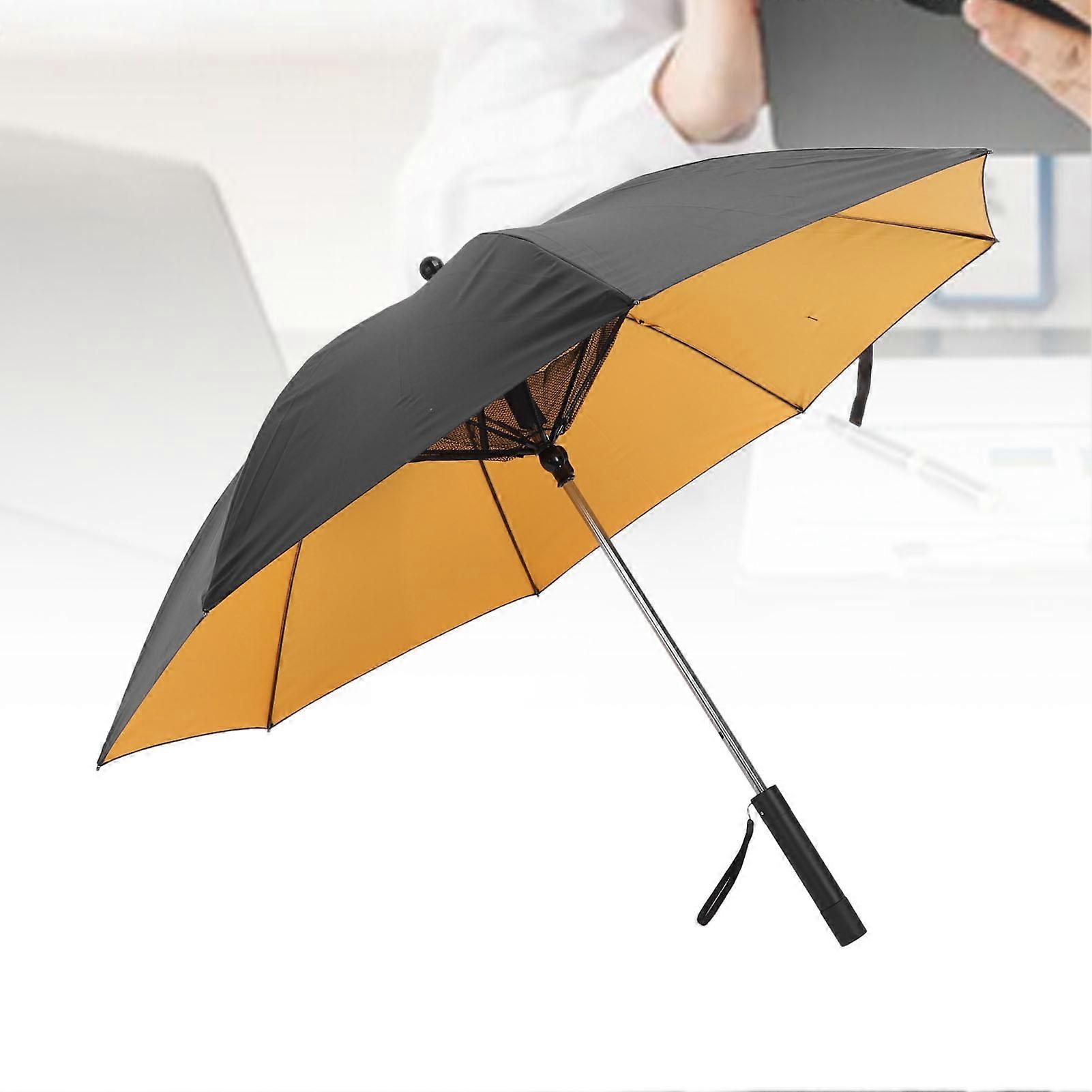 Foldable 80cm Yellow Sun Umbrella with 3000mAh Rechargeable Fan