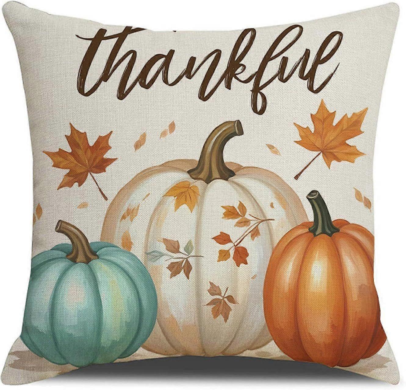 Pumpkin Set Autumn Home Atmosphere Decoration Pillow Linen Print Maple Leaf