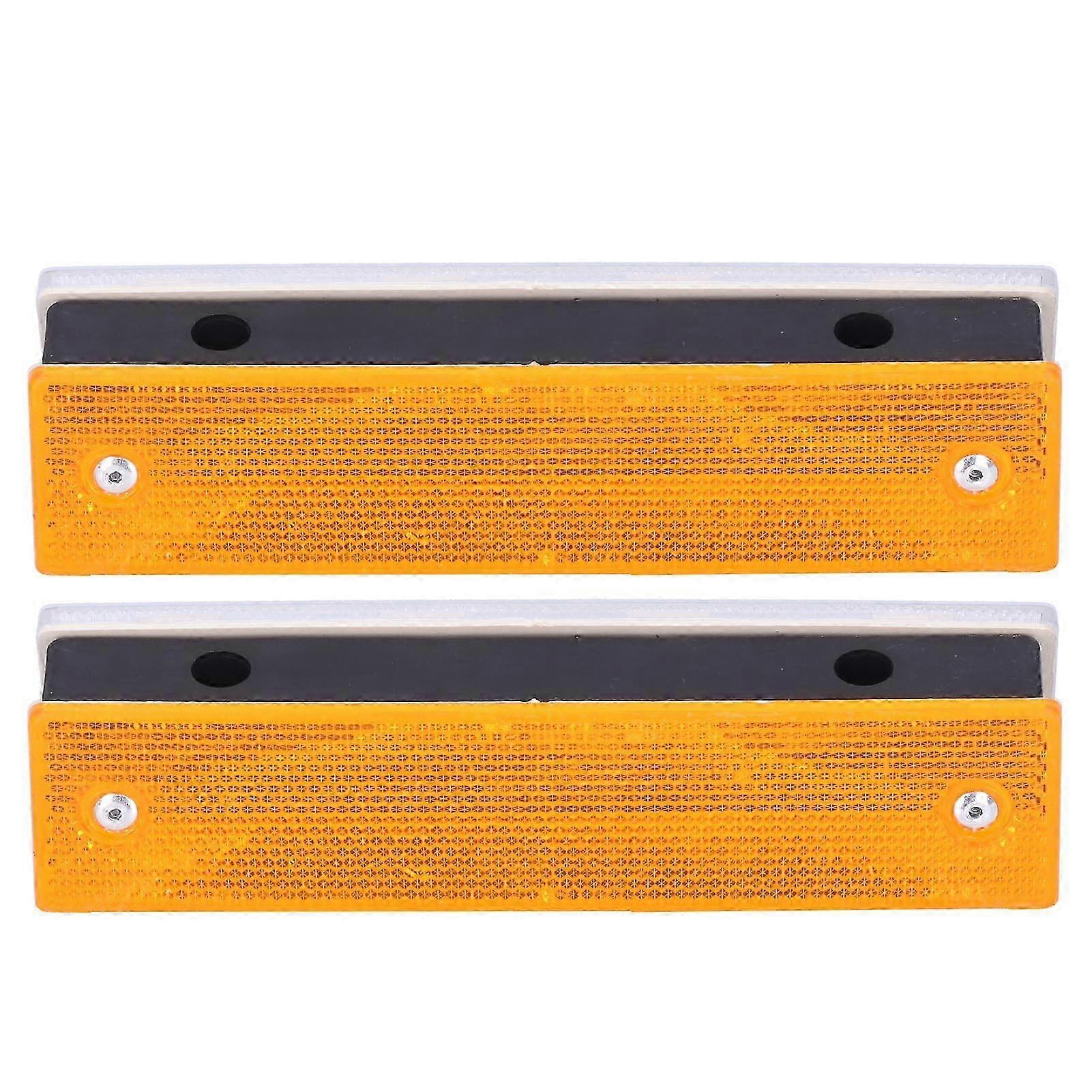 2PCS Rectangle Reflective Sign Road Stud Marker for Highway Traffic Warning Facilities(YellowWhite )--