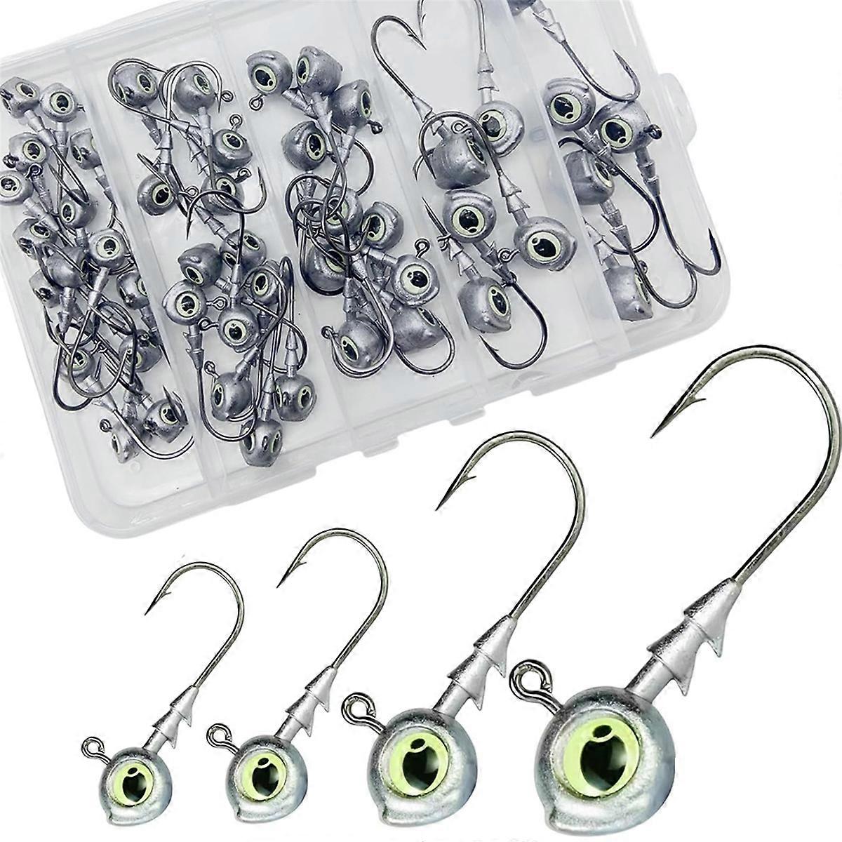 88Pcs/Box Swimbait Jig Heads Fishing Hooks with 3D Eye,4 Sizes(1/4oz,3/8oz,1/5oz,1/8oz Mixed)