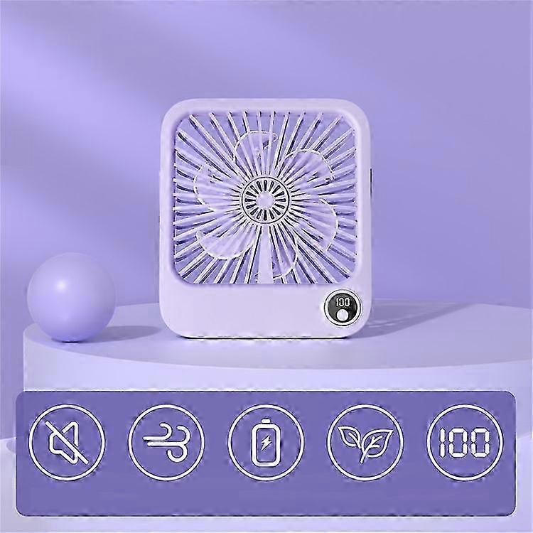 2025 W30 2000mAh Portable Desk Fan Ultra Thin Wall Mount 5 Speed Digital Display Personal Fan