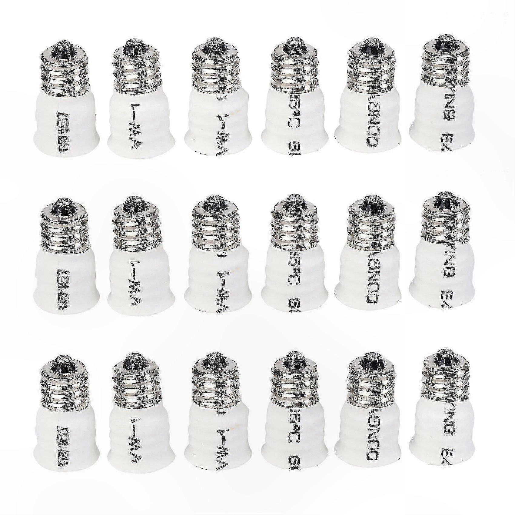 White E12 to E14 Adapter Pack for Lamp Base Conversion LED Bulb Holders 18pc Set