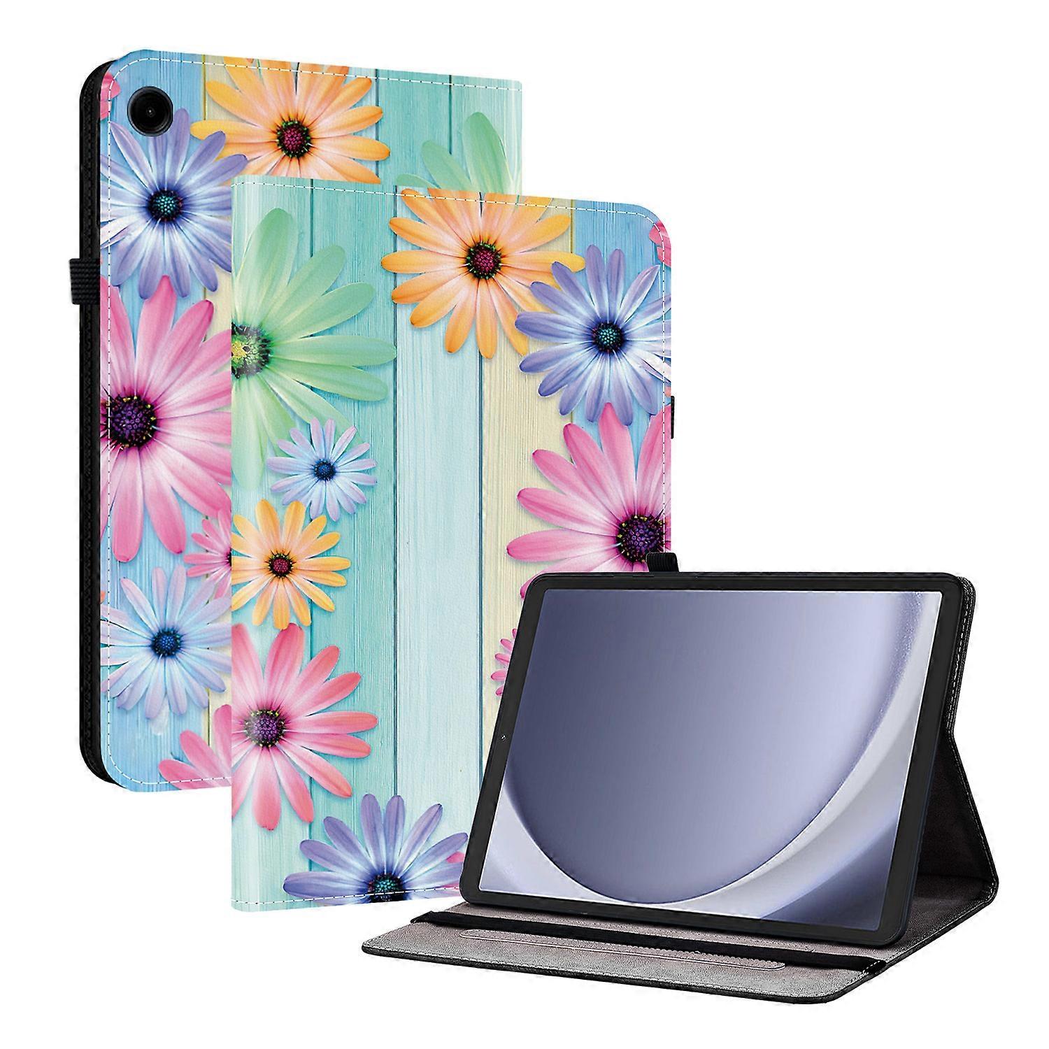 TKdaddy For Samsung Galaxy Tab A11 Leather Case Pattern Printed Stand Tablet Cover with Card Slots Sunflower