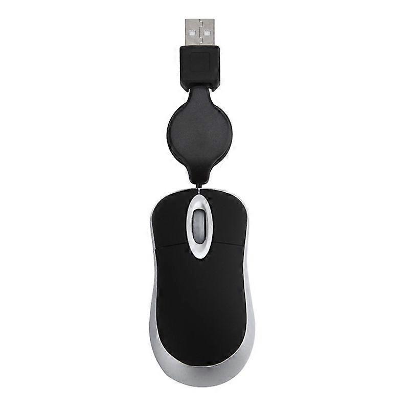 Mini USB Wired Mouse Retractable Cable Tiny Small Mouse 1600 DPI Optical Compact Travel Mice for Wi
