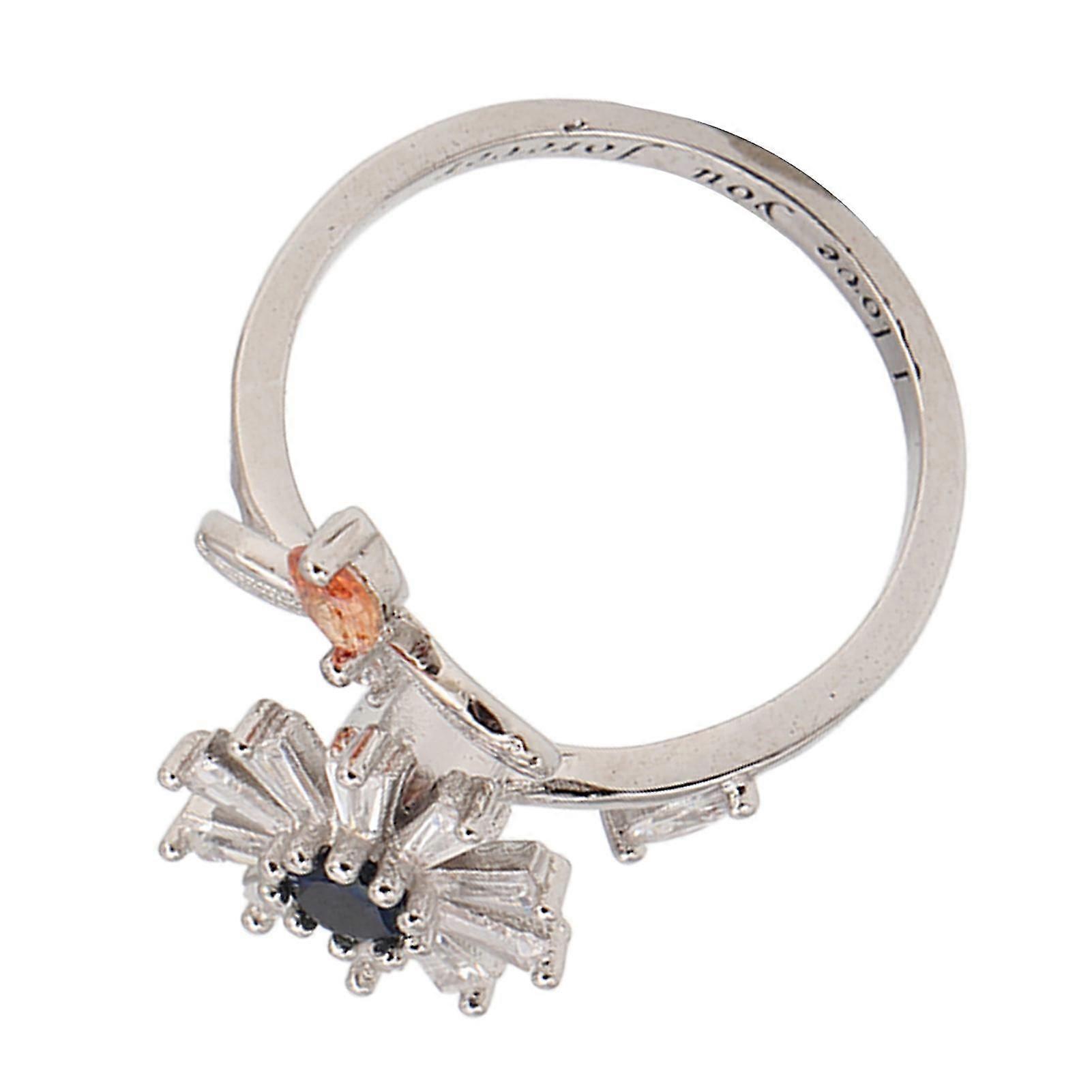 Anxiety Relief Ring Flower Open Adjustable Rotating Silver Fidget Ring For Stress Relieving