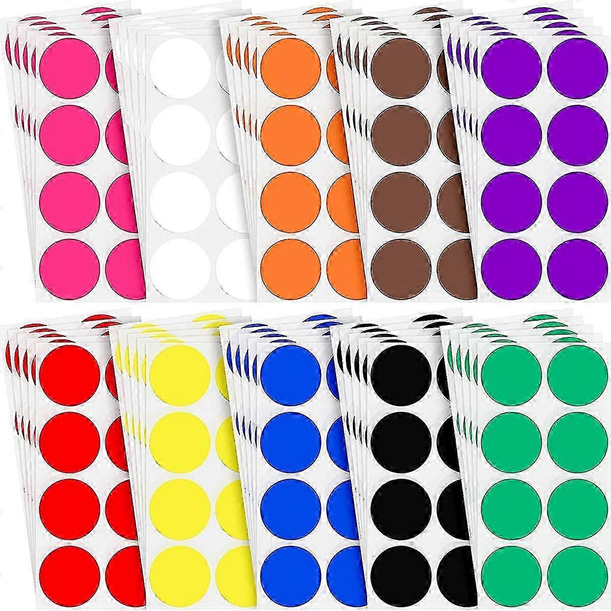 2 Inch Circle Color Coding Labels 10 Assorted Colors Self-Adhesive Dots