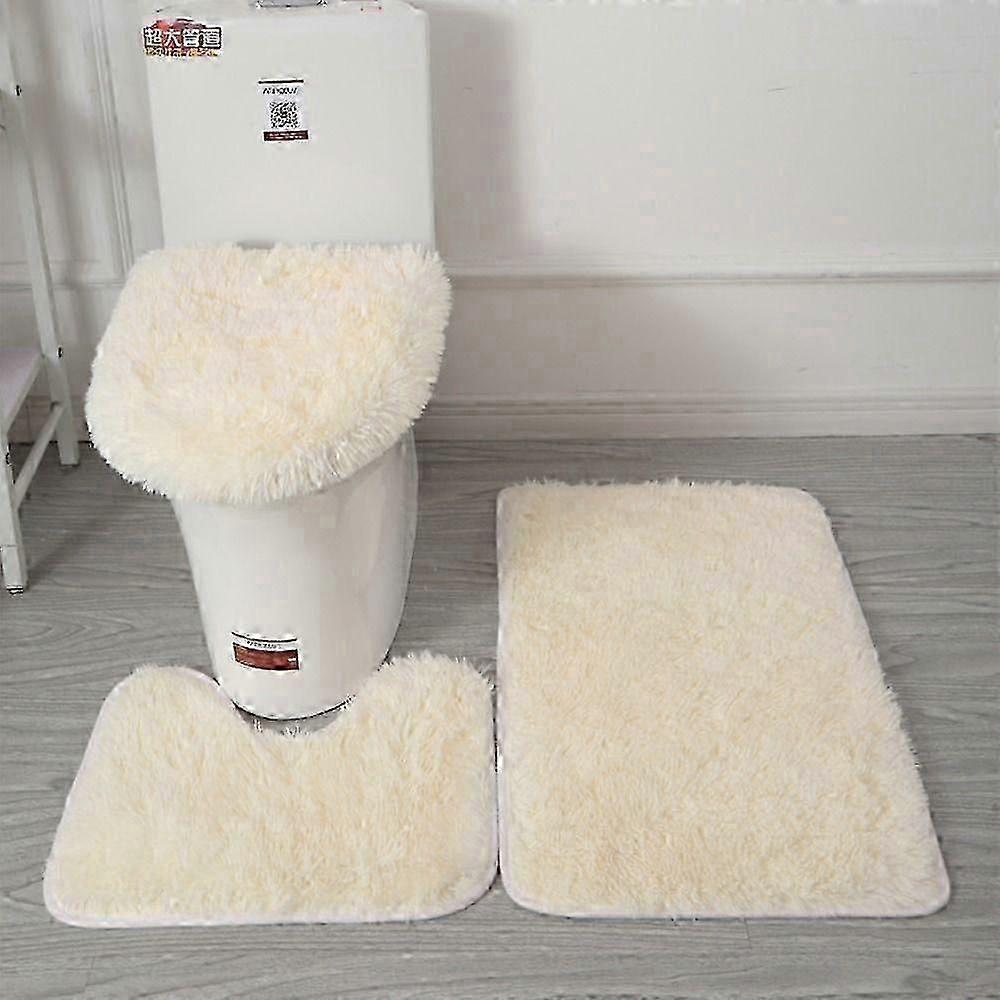 Fluffy toilet lid cover and shower carpets set 3pcs