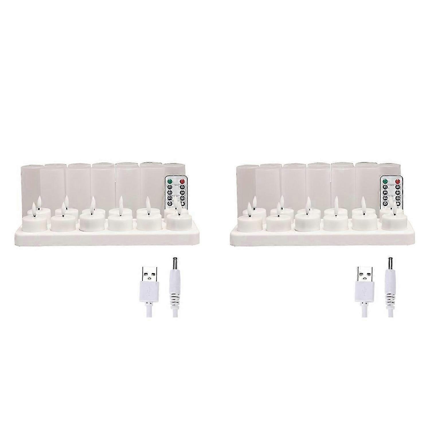 Flameless Candles with Remote Control Timer & Charging Base, 12pcs