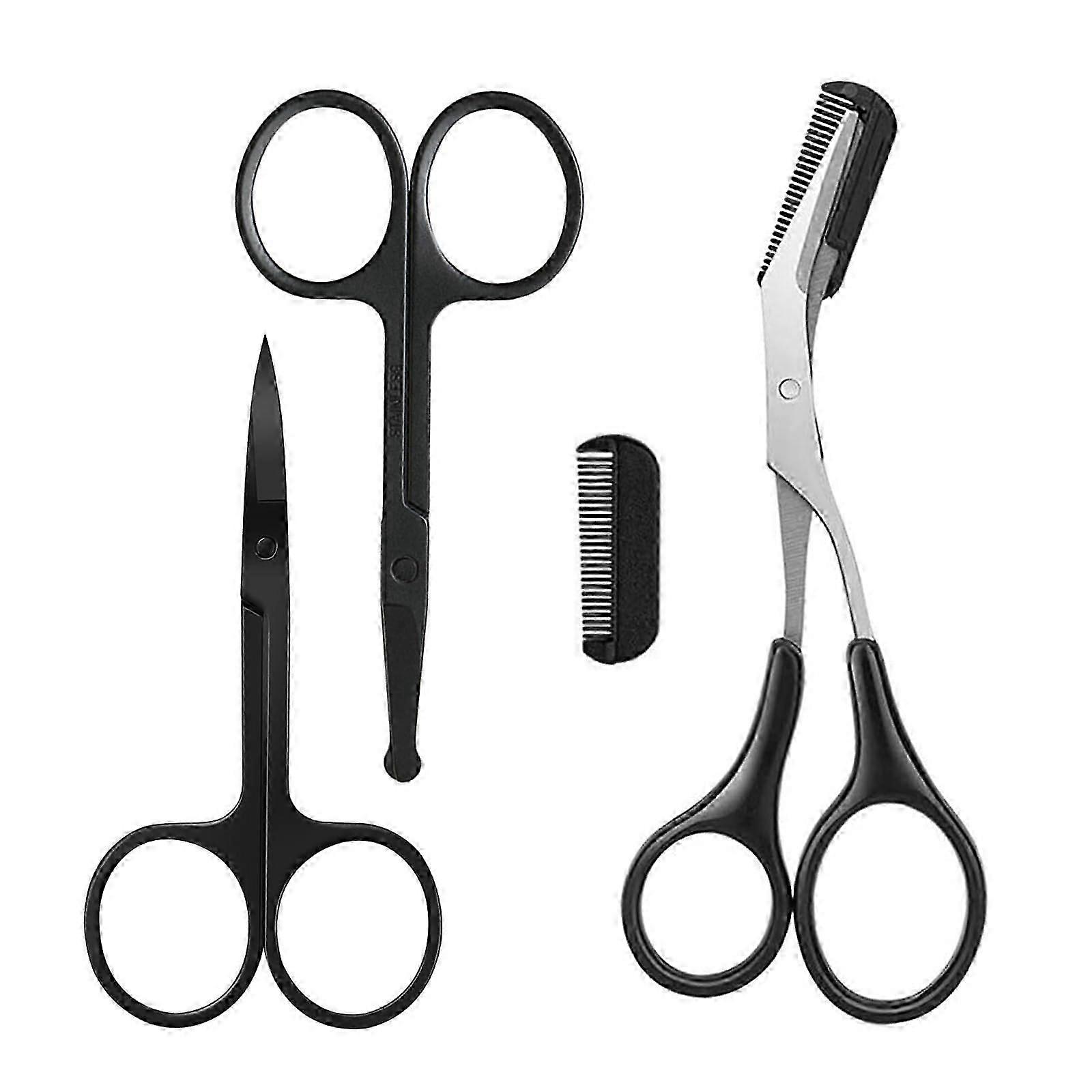 3 PCS Black Eyebrow Scissors for Eyebrows and Nose Hair Trimming 2025