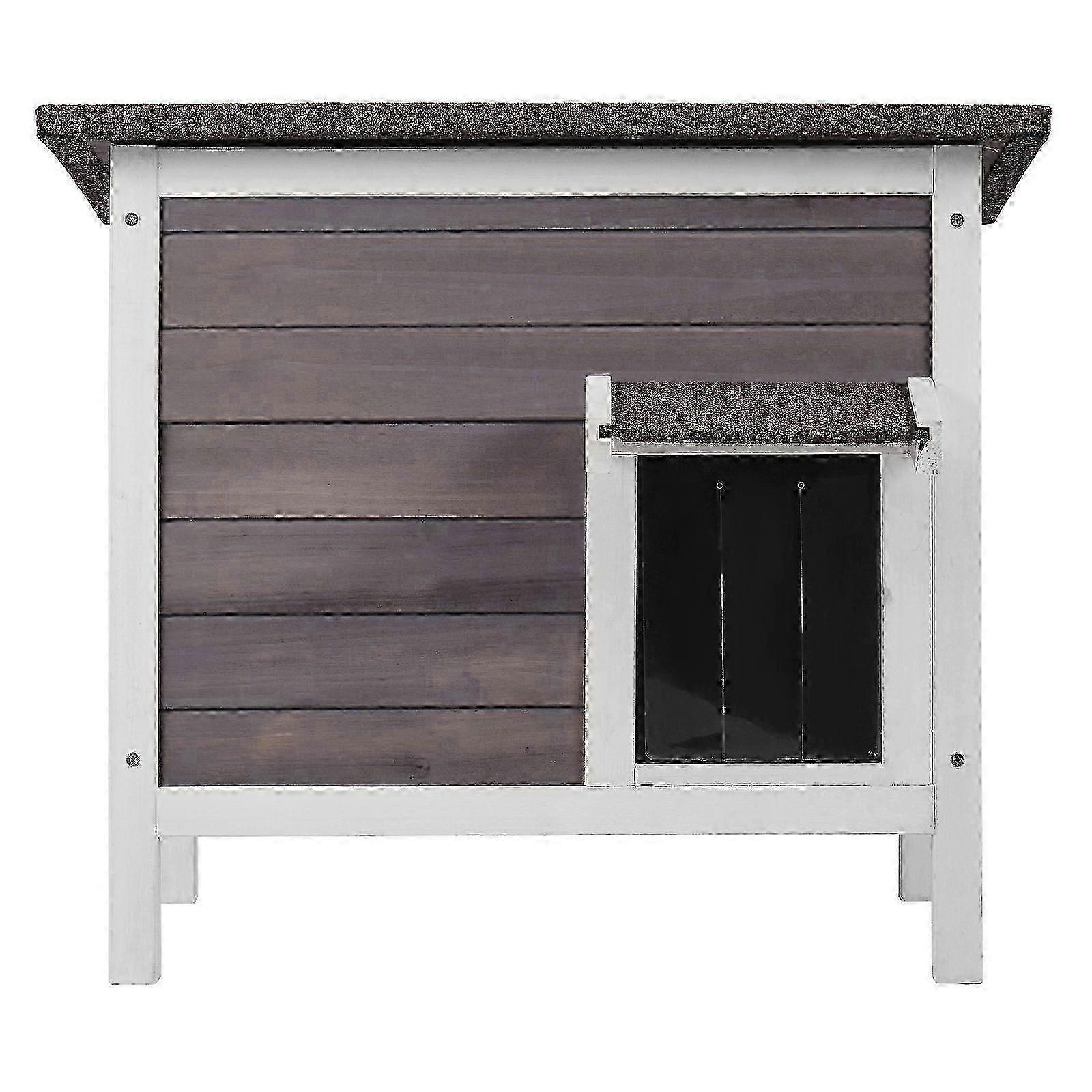 Outdoor Cat House Weatherproof, Wooden Cat Rabbit House with All-Round Foam Insulated, Open Roof, PVC Door Flaps, 24"L x 20"W x 21"H