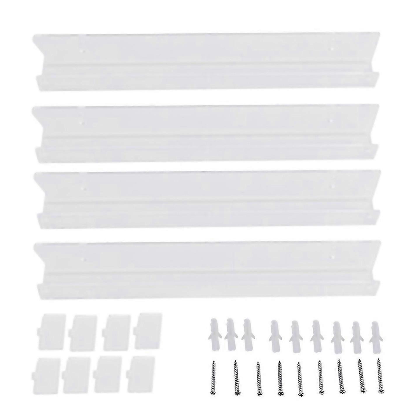 For 4pcs Acrylic Clear Floating Bookshelf Organizer Record