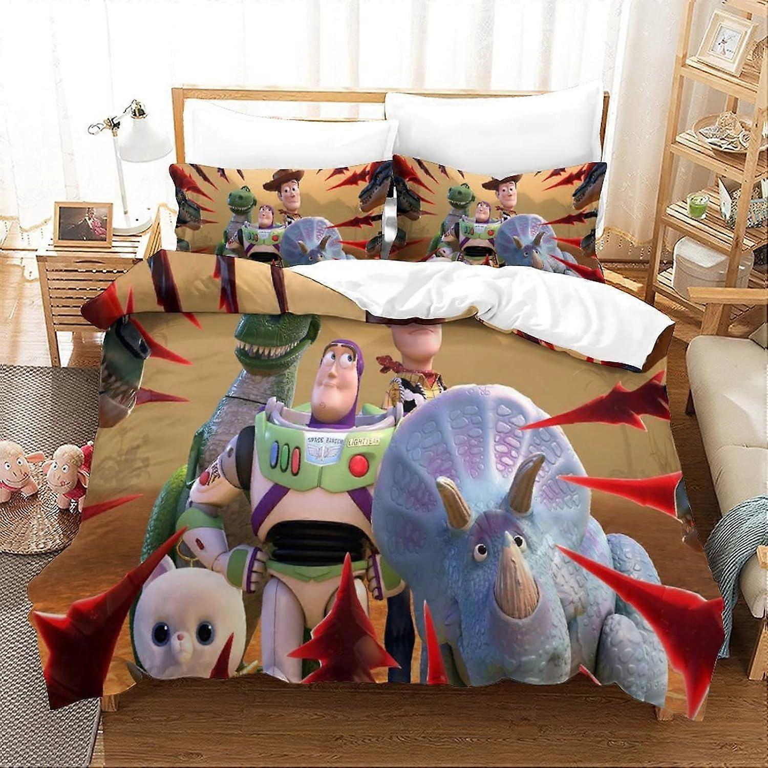 Bedding Single Bed Set Toy Story Printed Single Size Bedding Sets Super Soft Microfiber Duvet Covers with Zipper with Pillowcases Hypoallergenic 140x2