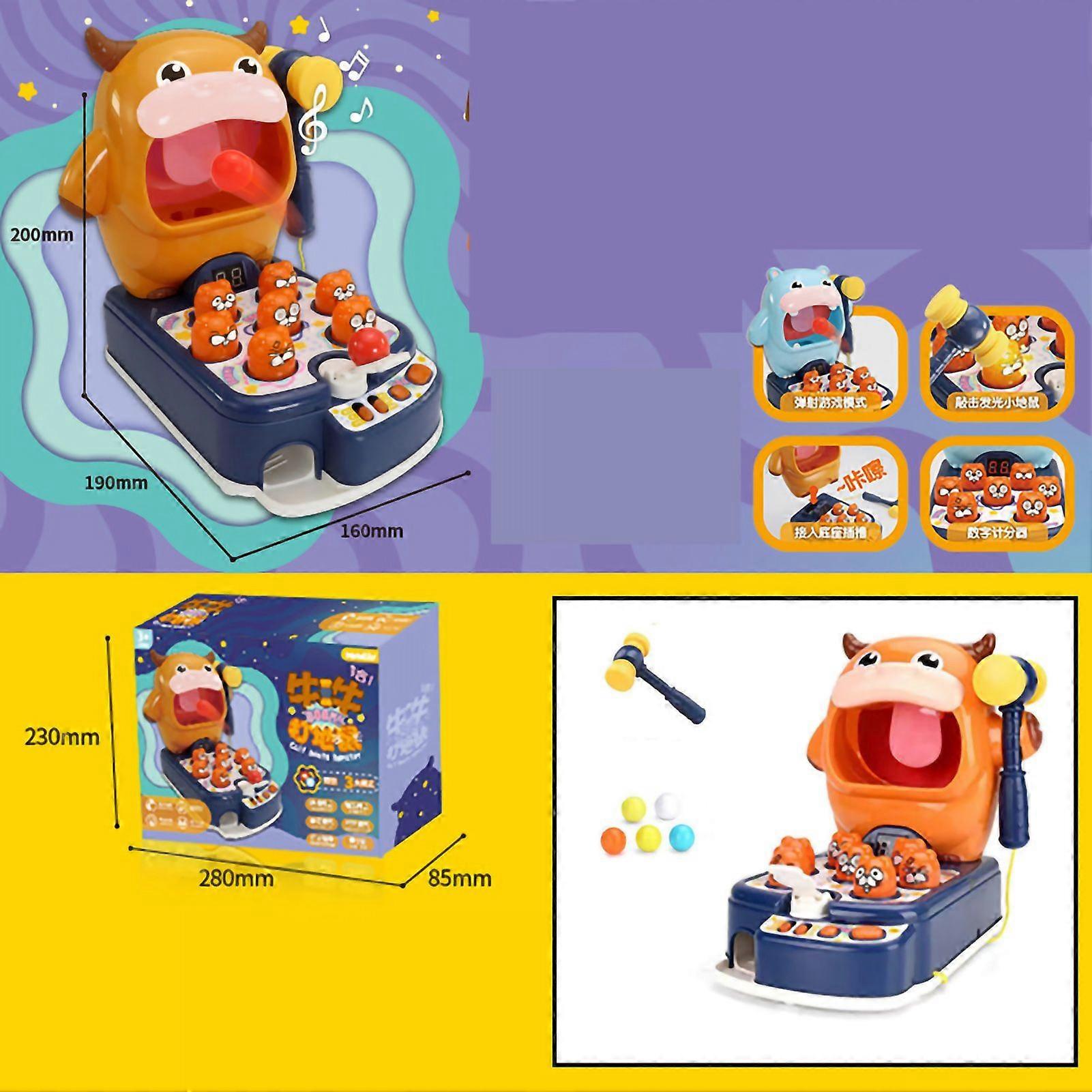 Whack A Mole Game Toy Multifunctional Electronic Arcade Goal Shooting Toys for Aged 3 to 4 Years Kids Bull Play Gopher 3 in 1