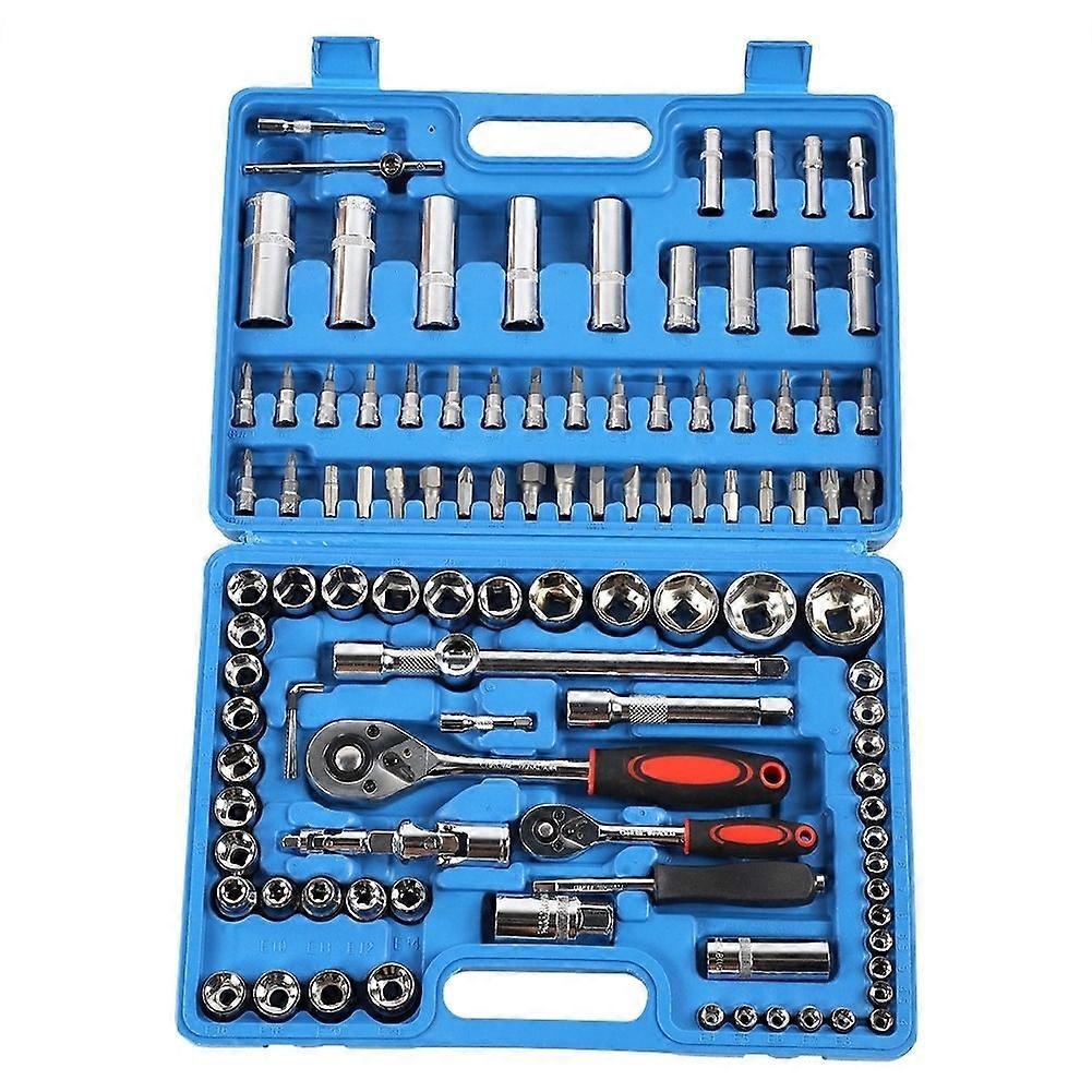 108Pcs Ratchet Wrench Set 1/4in 1/2in CR40 Steel Socket Set Tool Case Box Hand Tool Kits