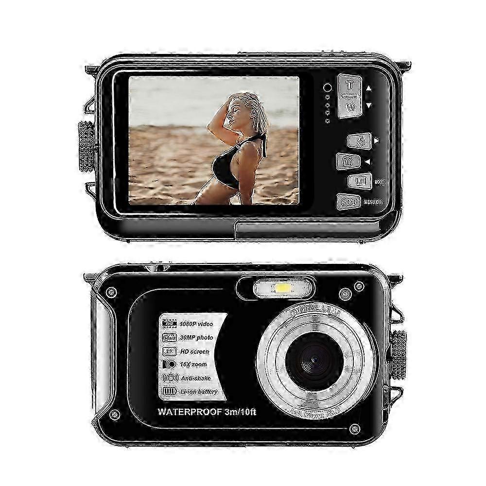 1080P Ultra HD Action Camera with 2.7in TFT Screen 30MP Anti-shaking Underwater 3-meter Waterproof 16Digital Zoom Support 128GB TF Card with Battery L