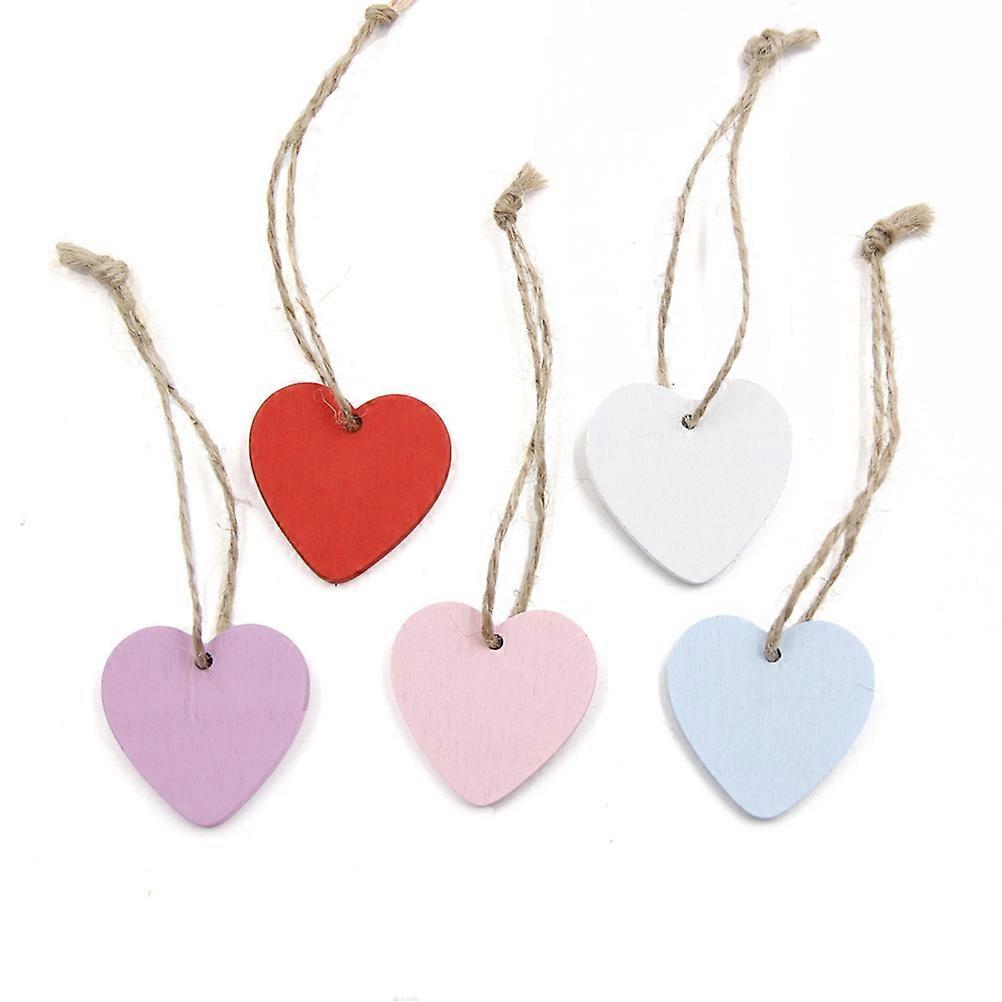 Wood Craft Decorations Wooden Heart-Shaped Pendants for Decoration 20Pcs Purple