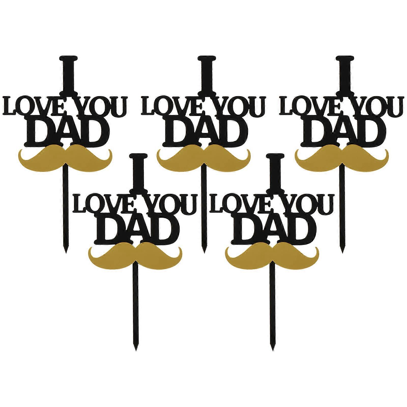 Father's Day Cake Toppers Double Layers Beard Shape Acrylic for Baking Decorations 5Pcs