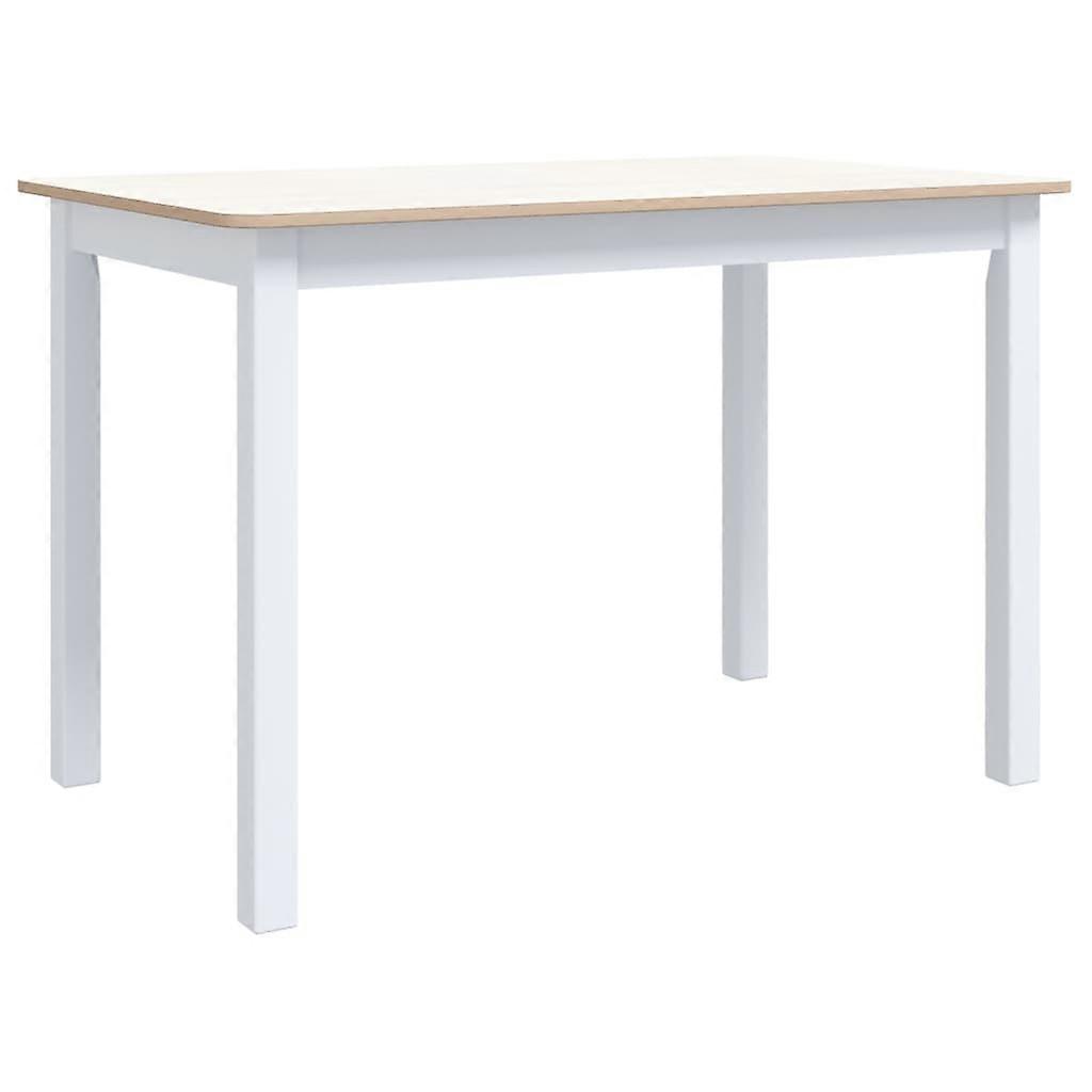 Dining Table White And Brown 114X71x75 Cm Solid Rubber Wood Dining Tables