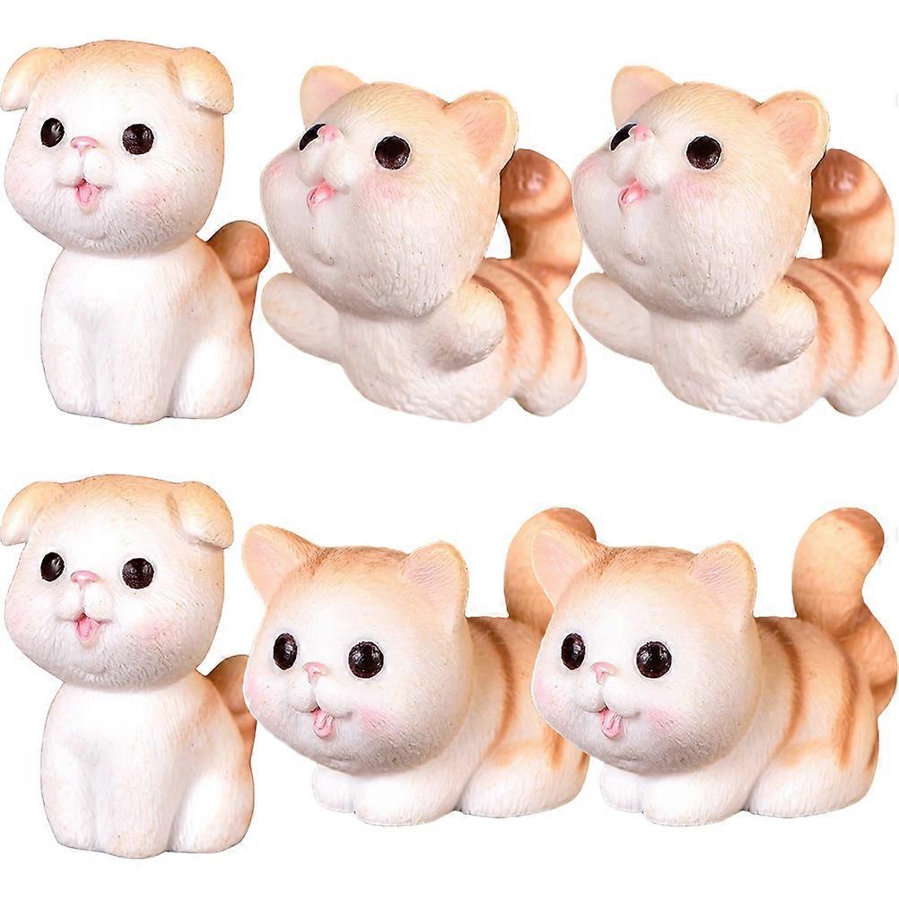 Resin Cat Ornaments Cartoon Kitten Statue for Decor 12Pcs Set