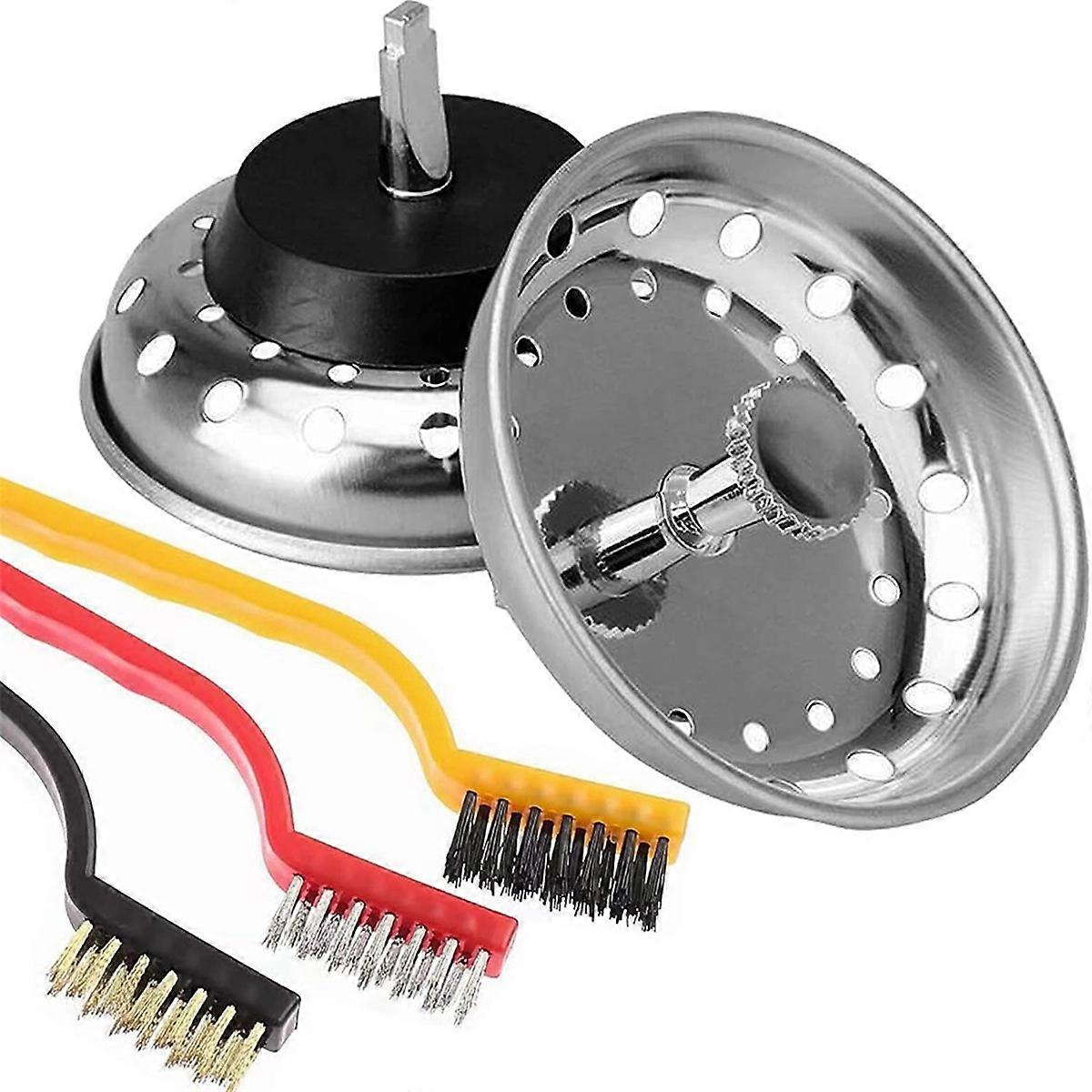 2Pcs Kitchen Sink Strainer Stopper for 3-1/2Inch Drain, 3Pcs Brush-B