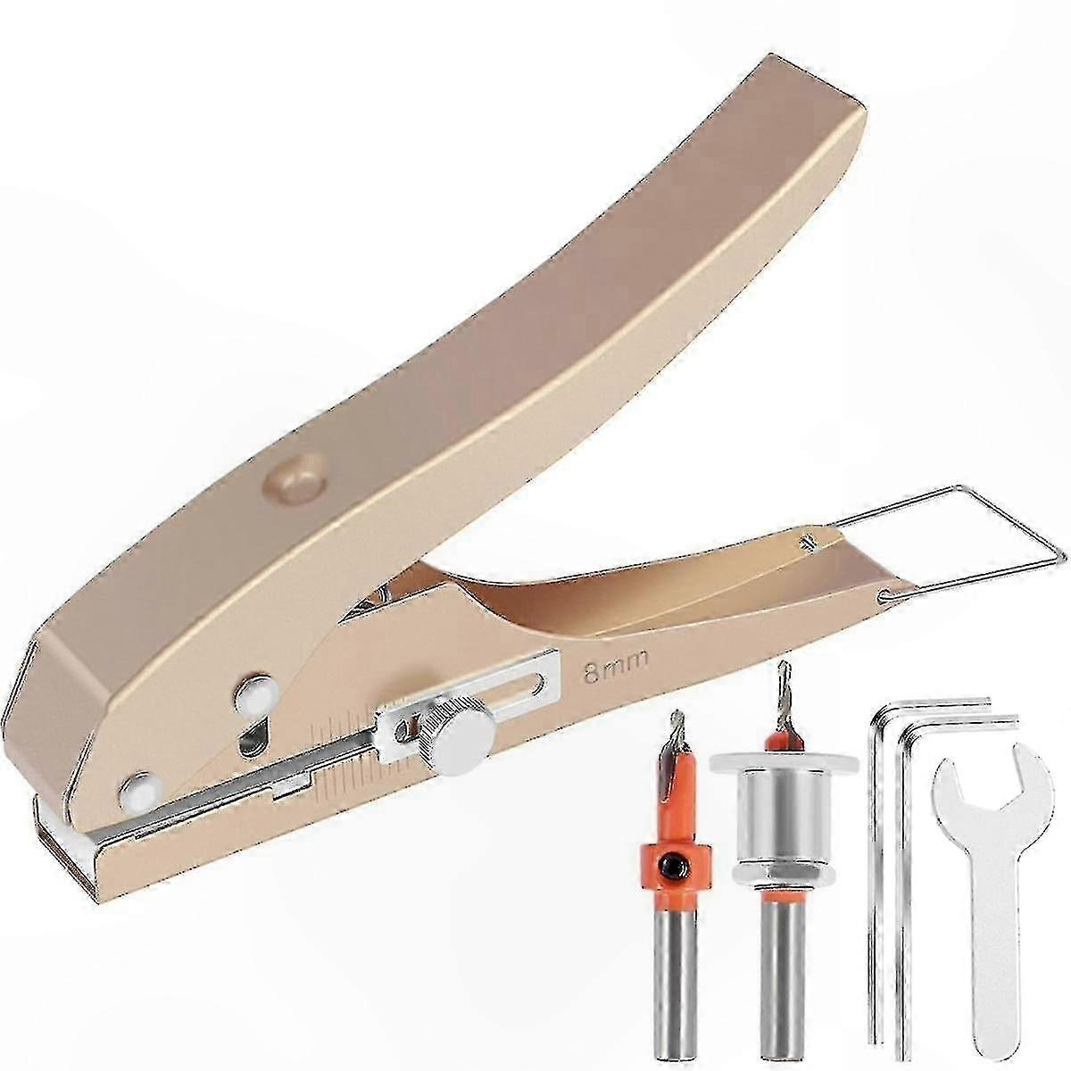 8mm Heavy Duty Single Hole Punch for Paper, Cards, Plastic, and Cardboard with Scale and Edge Banding Plier Functionality