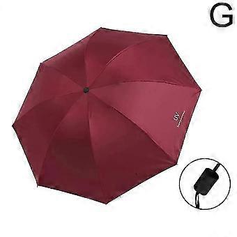 Sonnenschutz-Regenschirm mit UPF50-Schutz, automatische Öffnungsfunktion, faltbar, 10 verstärkte Streben, winddicht, ideal für Reisen. Automatischer Schirm, manuell, rot.