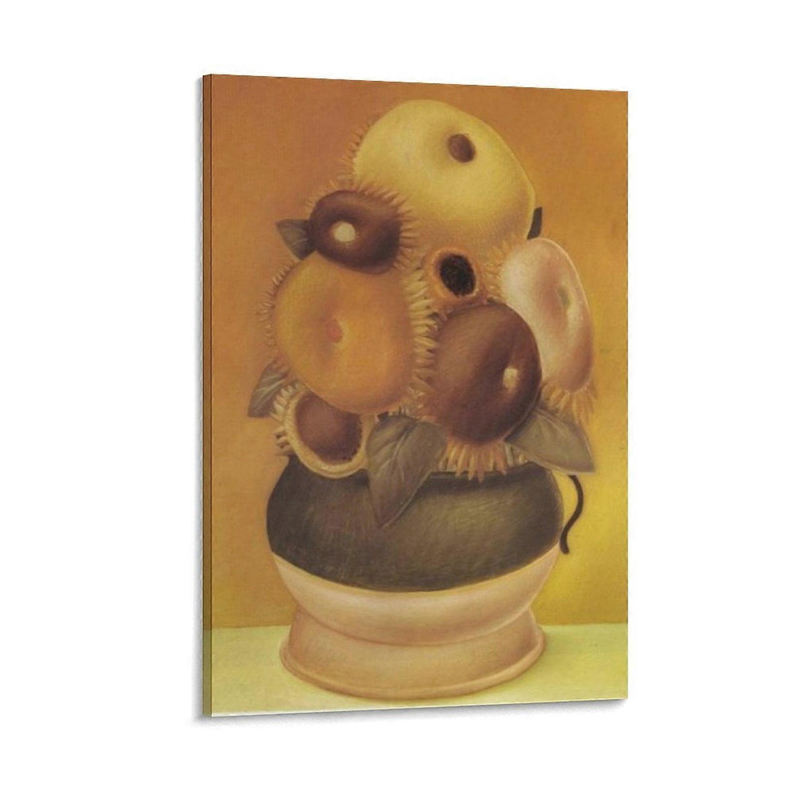 Fernando Botero Print Painting Sunflowers Picture Print Wall Art Poster Painting Canvas Posters Artworks Gift Room Aesthetic 08x12inch(20x30cm)