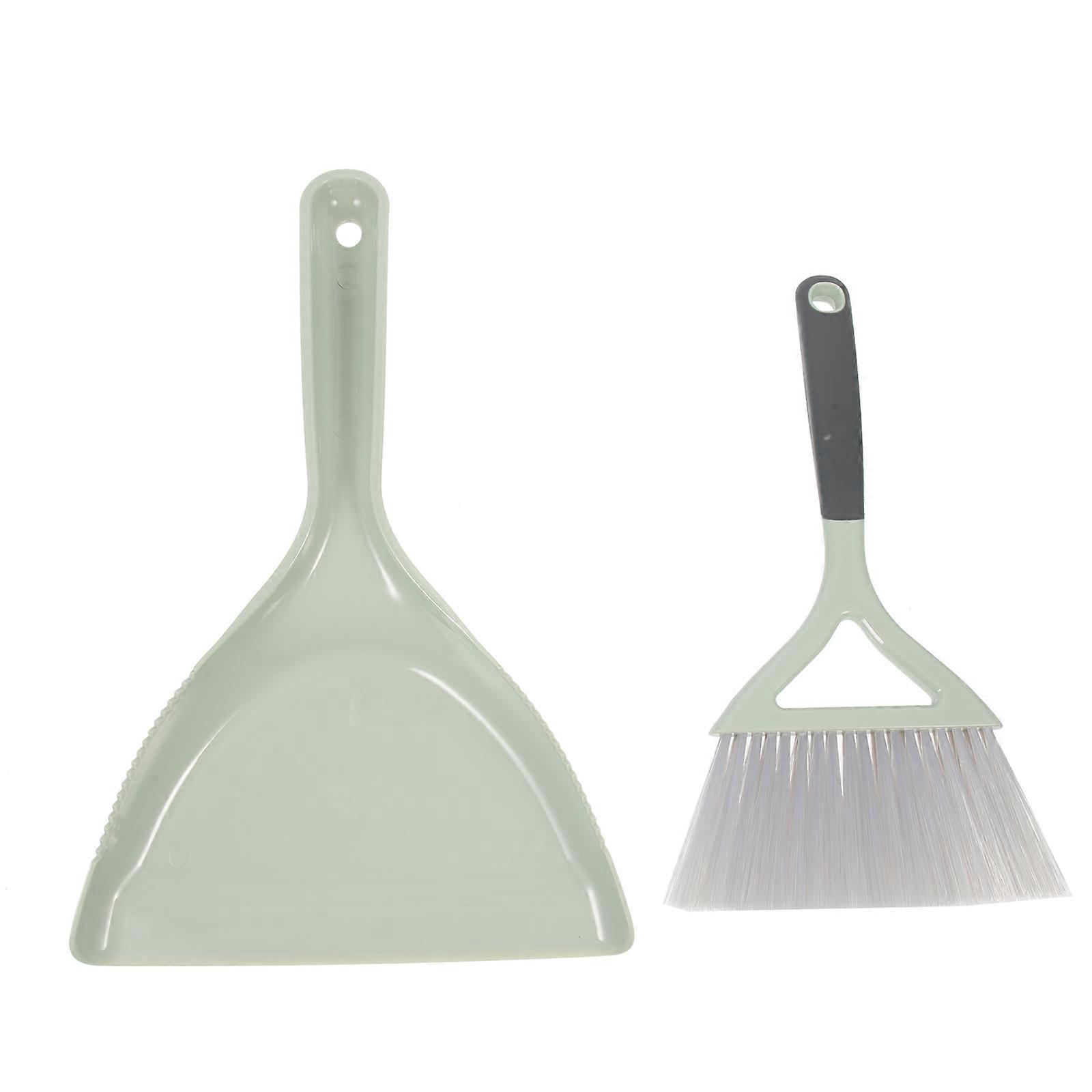 2Sets Green Mini Broom and Dustpan Set for Small Desktop Cleaning