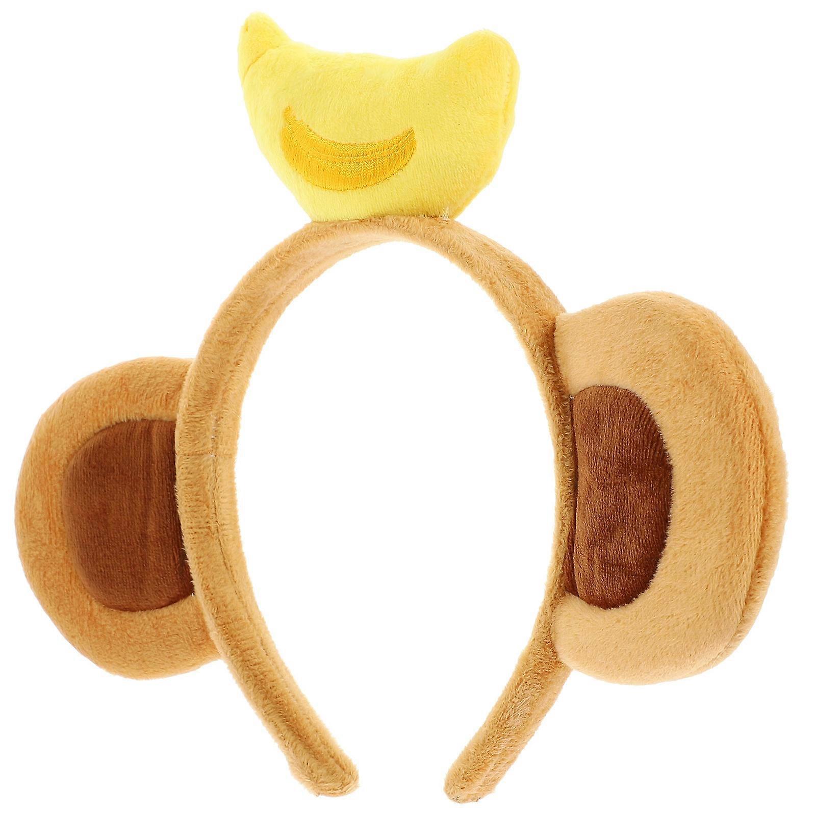 Decorative Monkey Ear Headband for Costume 3Pcs Brown Banana on Top Design