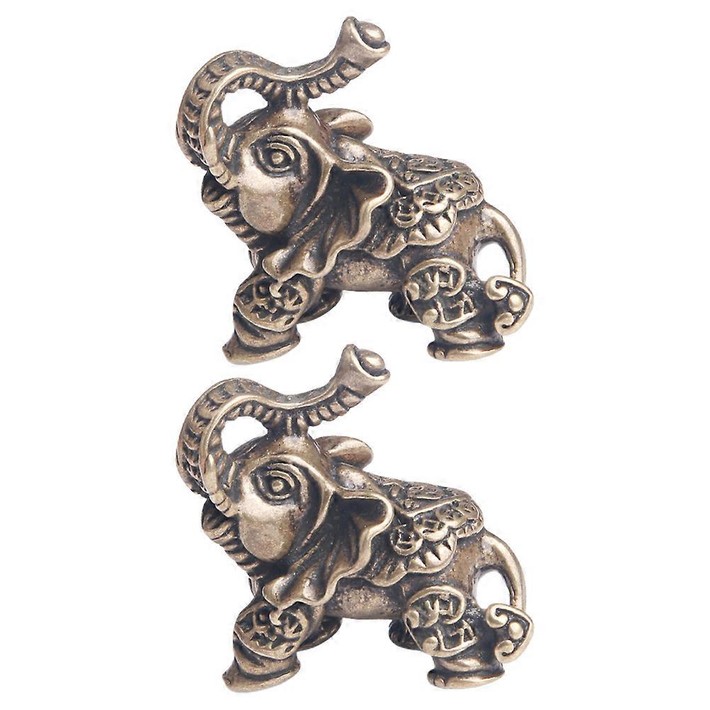 Creative Brass Elephant Couple Statue for Tabletop Decor 16Pcs Set