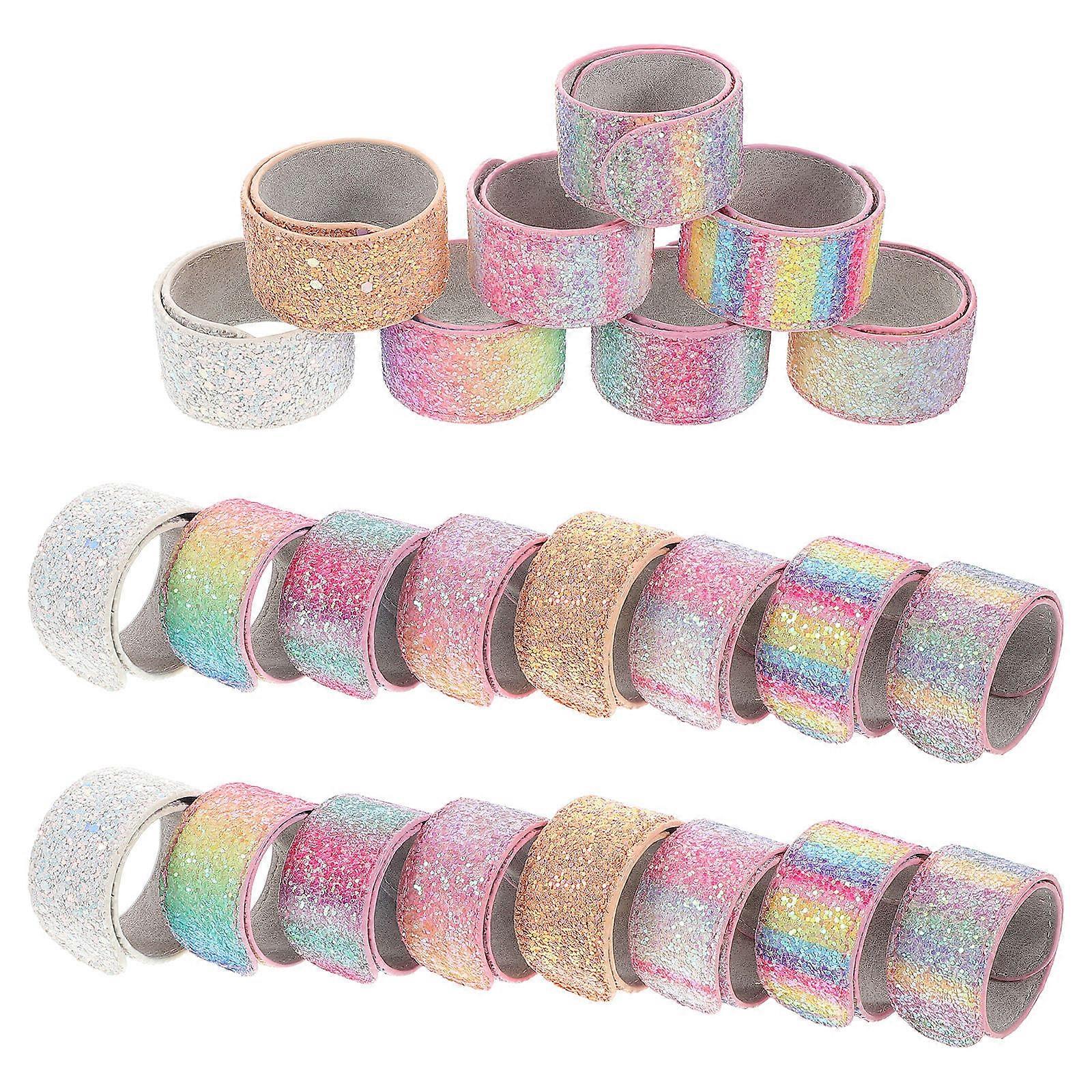 Assorted Color Glitter Slap Bracelets for Kids Party 120Pcs Set