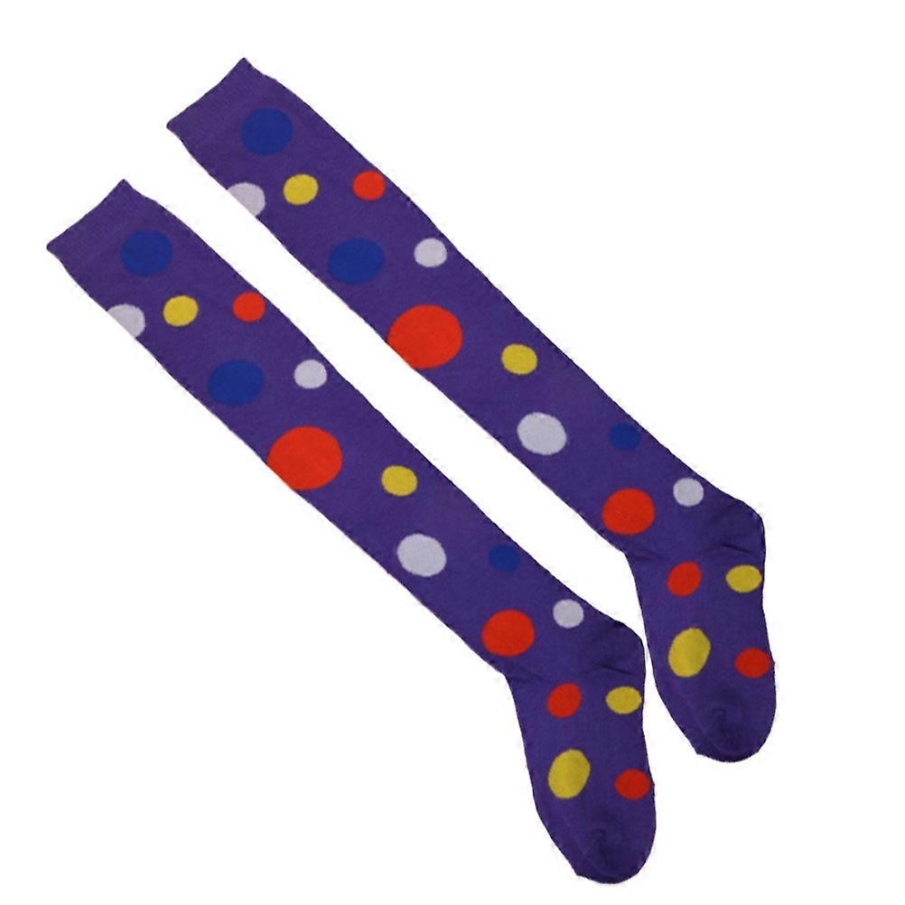 Performance Dance Socks 2 Pairs Clown Cosplay Design Long Socks For Halloween Party Decorative Breathable