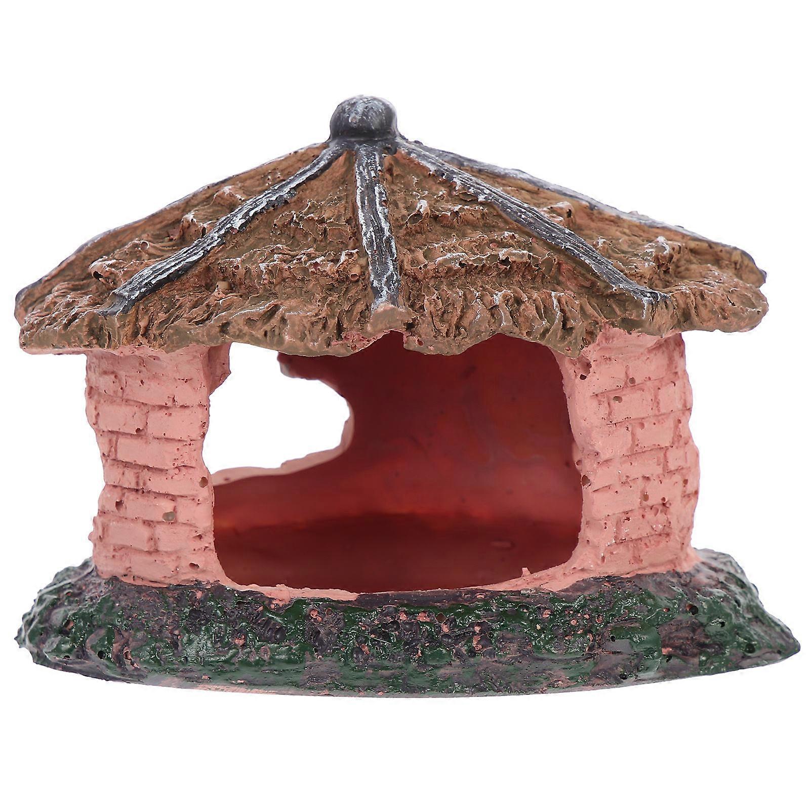 Reptiles Box Decor Resin Cottage Model for Reptiles 2Pcs Feeding Box