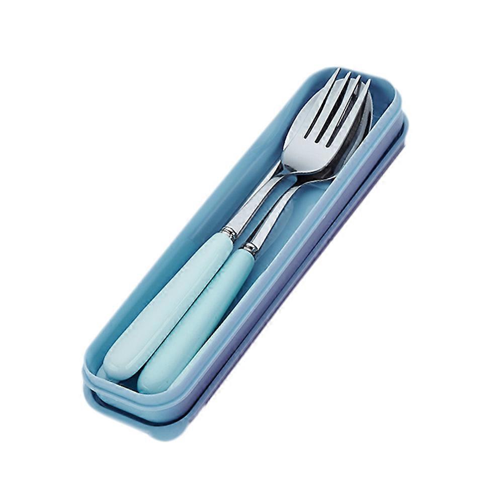 Tableware Chopsticks Spoons Fork Set for Eating Use 3Pcs Portable Blue