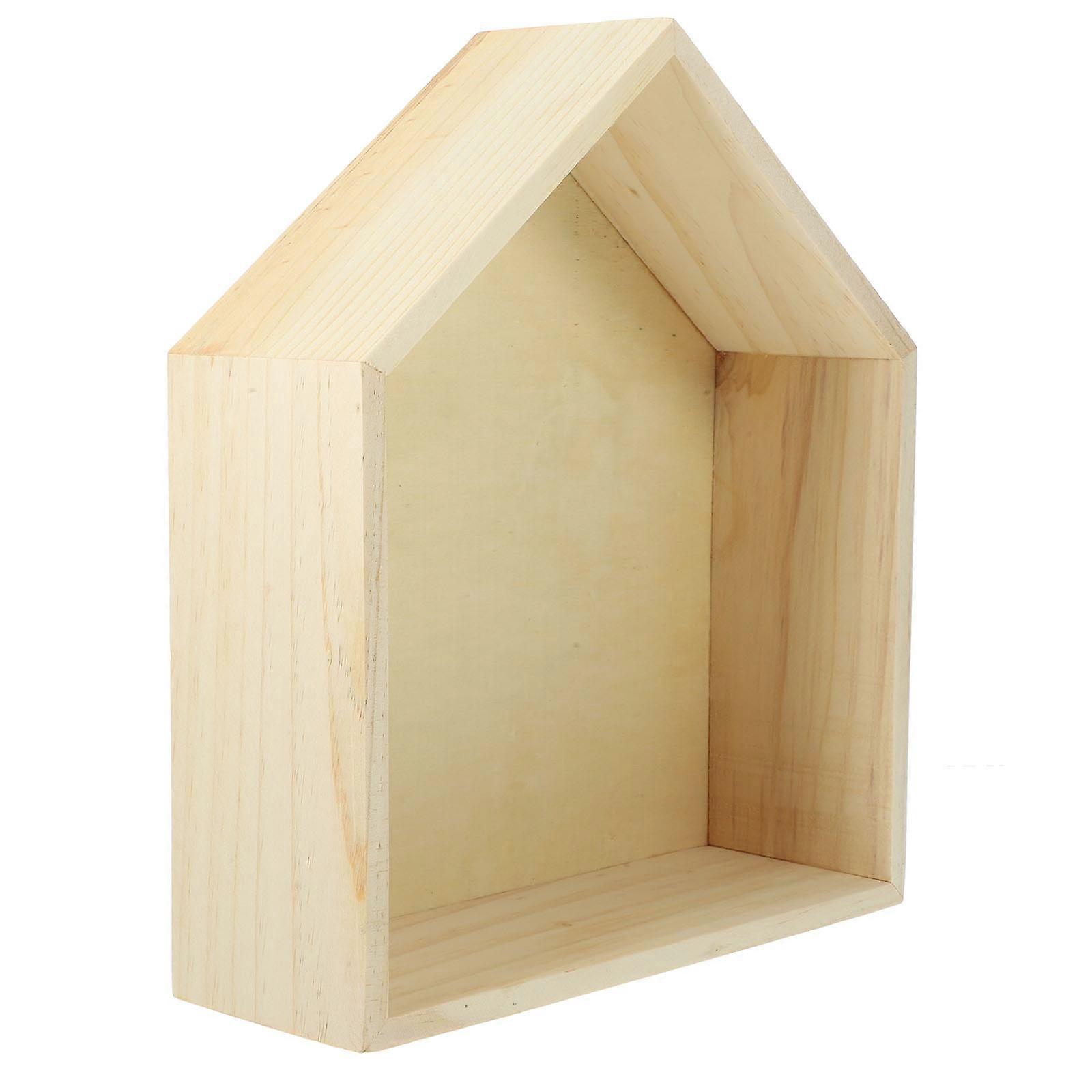 Floating Shelf Wooden House Shape Wall Shelf for Bedroom 4Pcs Pack