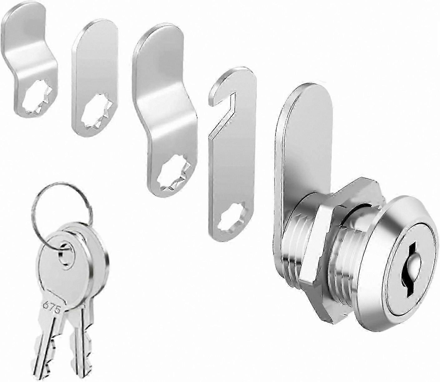 16mm Cylinder Security Lock with 5 Plates, 2 Keys for Mailboxes, Cabinets, Toolboxes