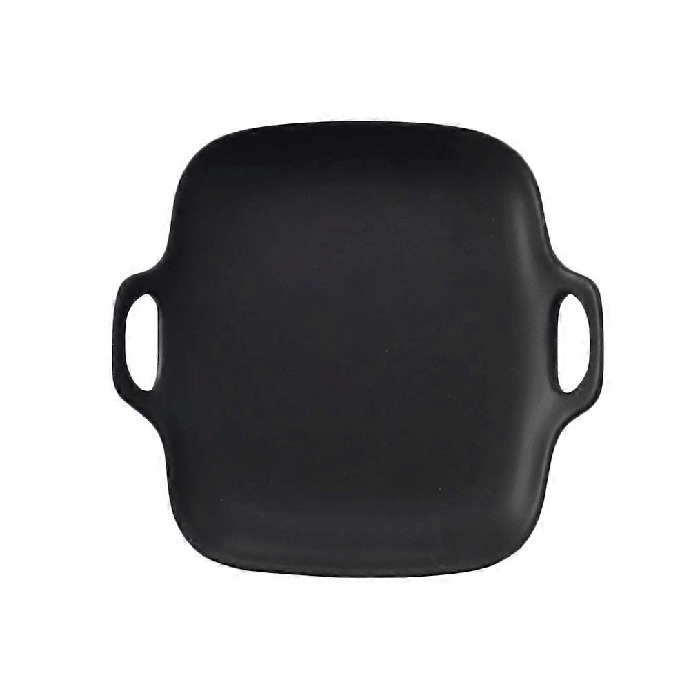 Ceramic Tray Black Porcelain Plate for Eating 3Pcs with Double Handle