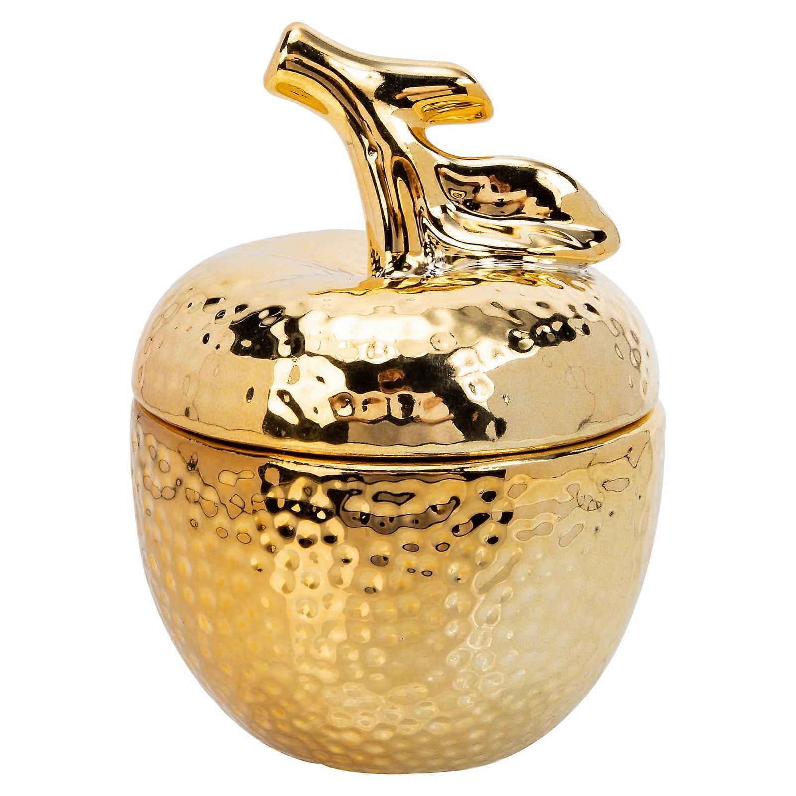 Golden Ceramic Multi-Function Candy Jar for Storage 2Pcs Decorative Jewelry Box