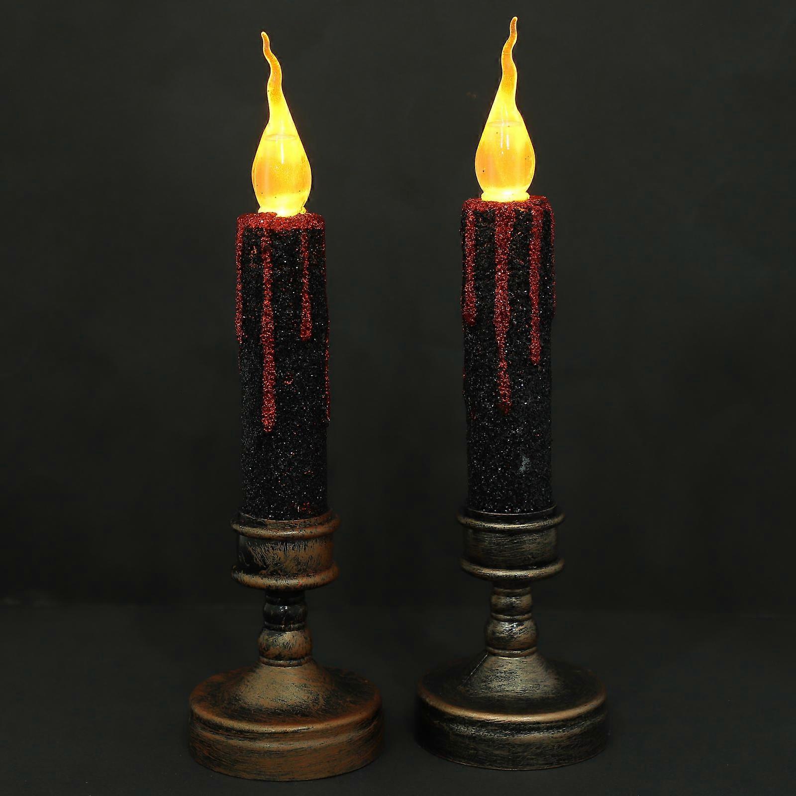 Halloween Flameless Candle 2Pcs PP Assorted Color LED Lights for Decoration with Smokeless Safety
