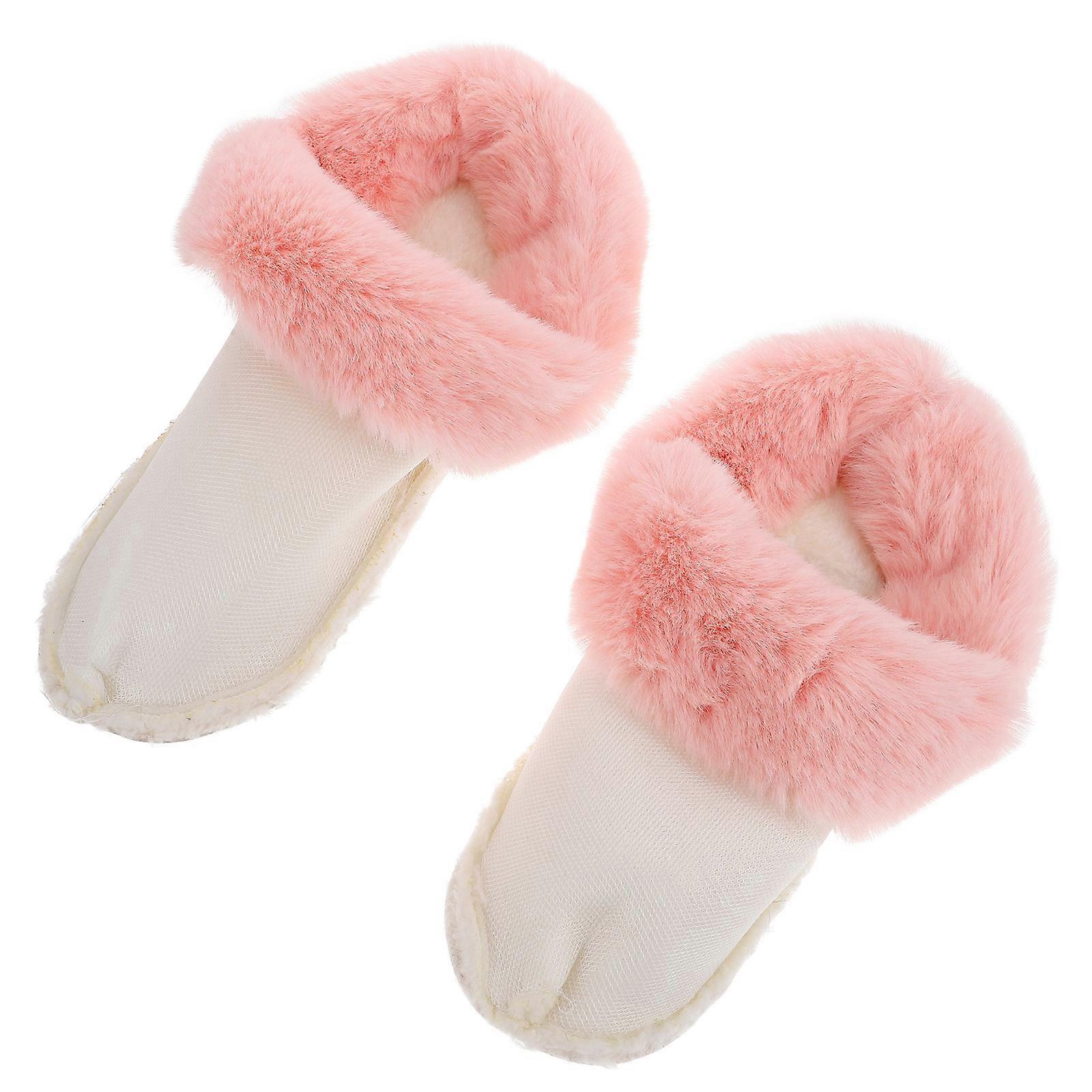 Detachable Fluffy Shoe Insert for Winter Warmth 2Pairs Pink Plush Liners