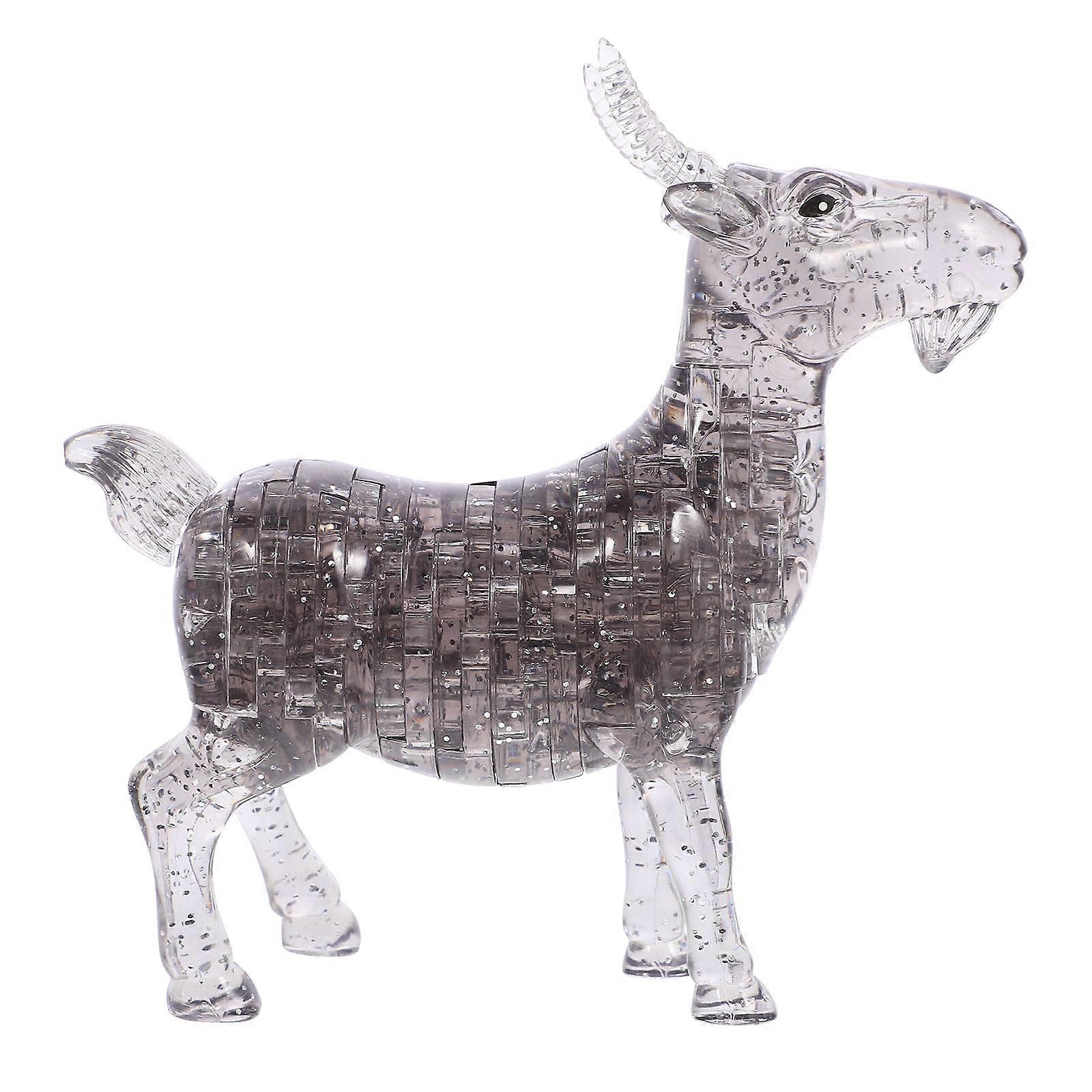 Goat Crystal Decoration 3D Crystal Jigsaw Puzzle for Decoration Use 2Pcs Grey