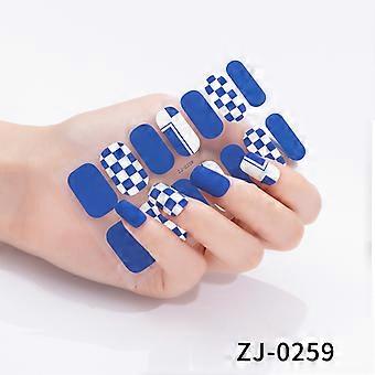 Checkboard Matte Striped Frosted Full Coverage Nail Stickers Set with Nail File - DIY Nail Art Decals