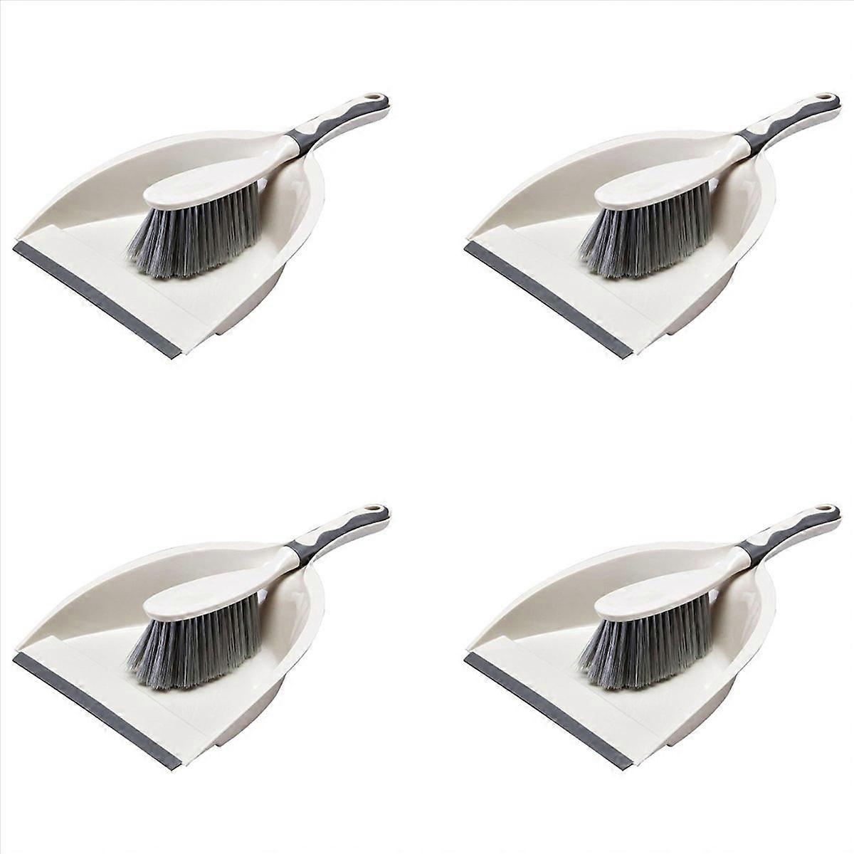 4X Dust Pan and Brush Set with Handle - Portable Hand Broom and Dustpan Set Combo - Small Broom and
