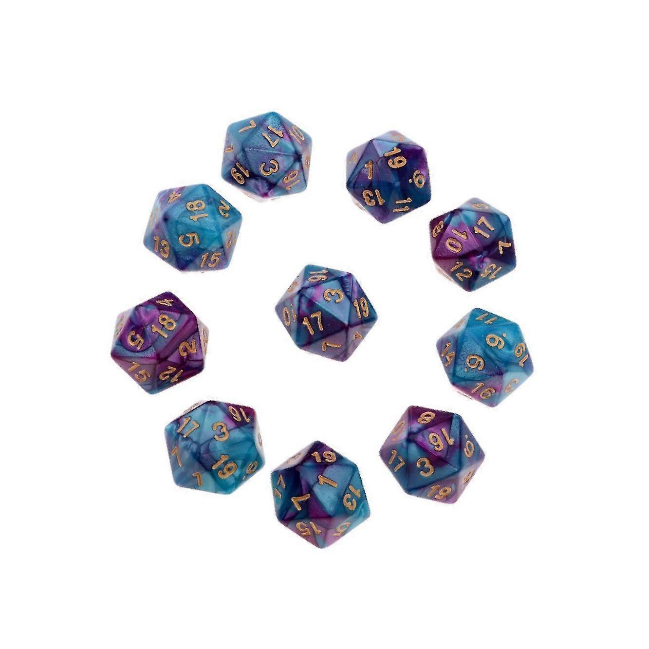 Set of 10 Blue and for Purple Polyhedron Dices for D D TRPG Cup Game Exceptional