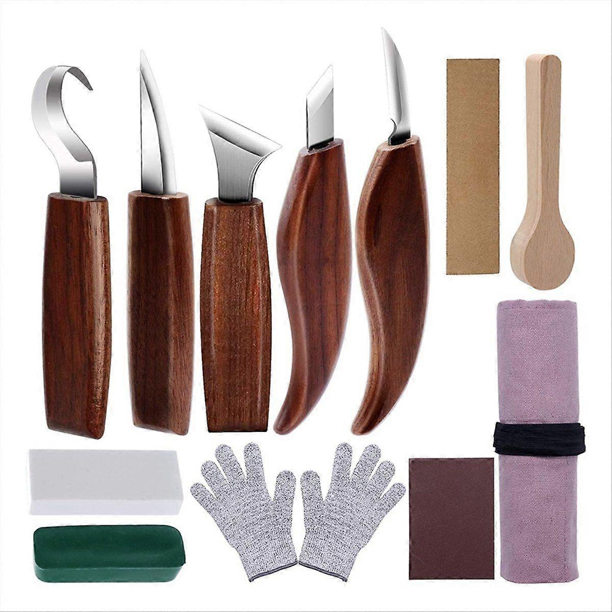 Wood Carving Tools Set, 12 in 1 Wooden Carving Tool Kit for Beginners, DIY Carving, Sculpture and W