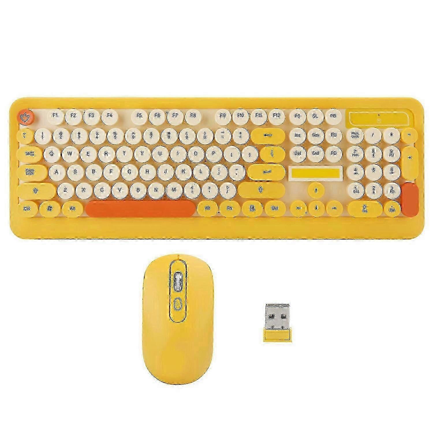 K68 Keyboard Mouse Set Wireless Punk Cartoon Receiver Computer Supplies Yellow DuckHappy Duck miao4