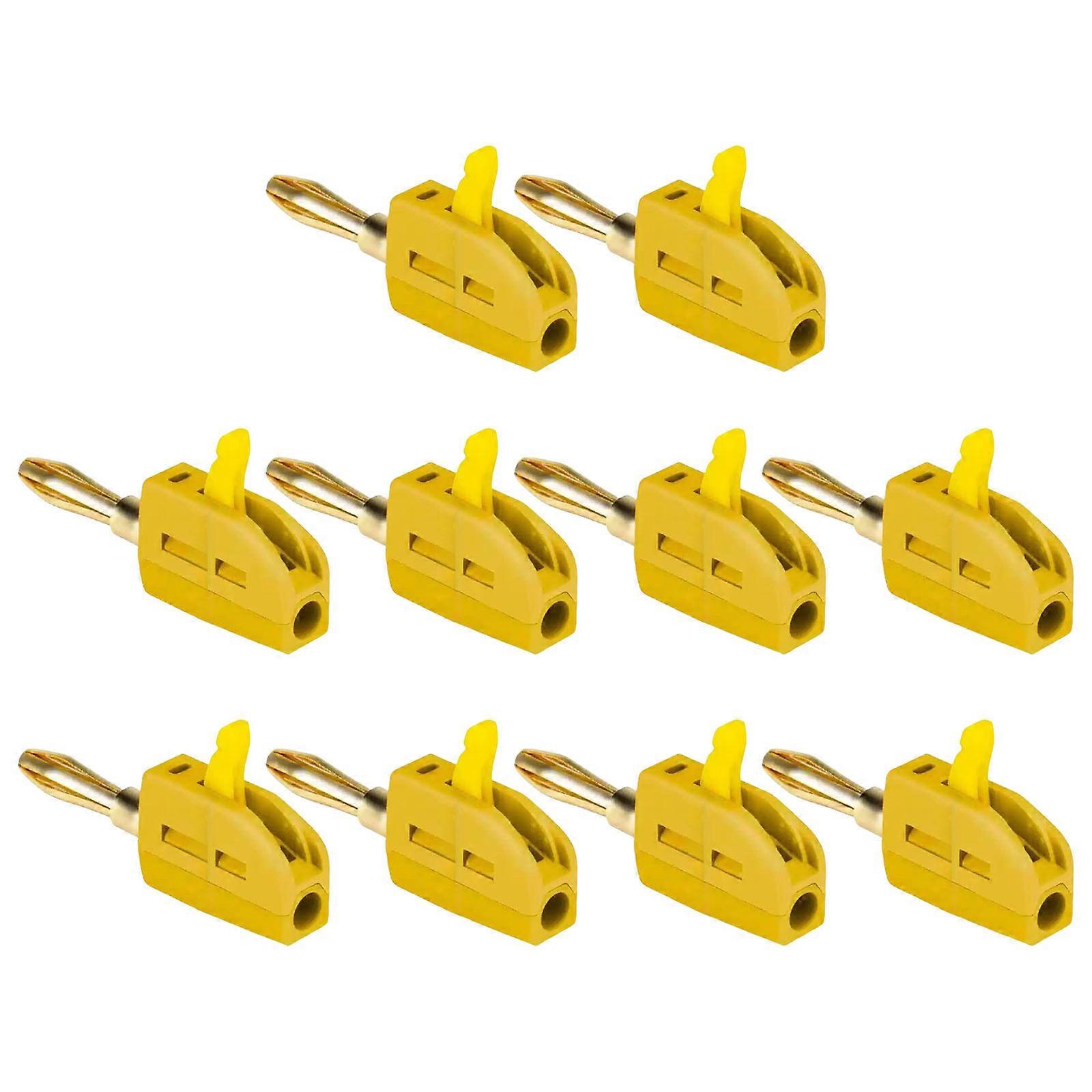 10Pcs Practical Sturdy 32A Banana Plugs Quick Connection Gold Plate Contacts Convenient for Power Applications Use  Yellow