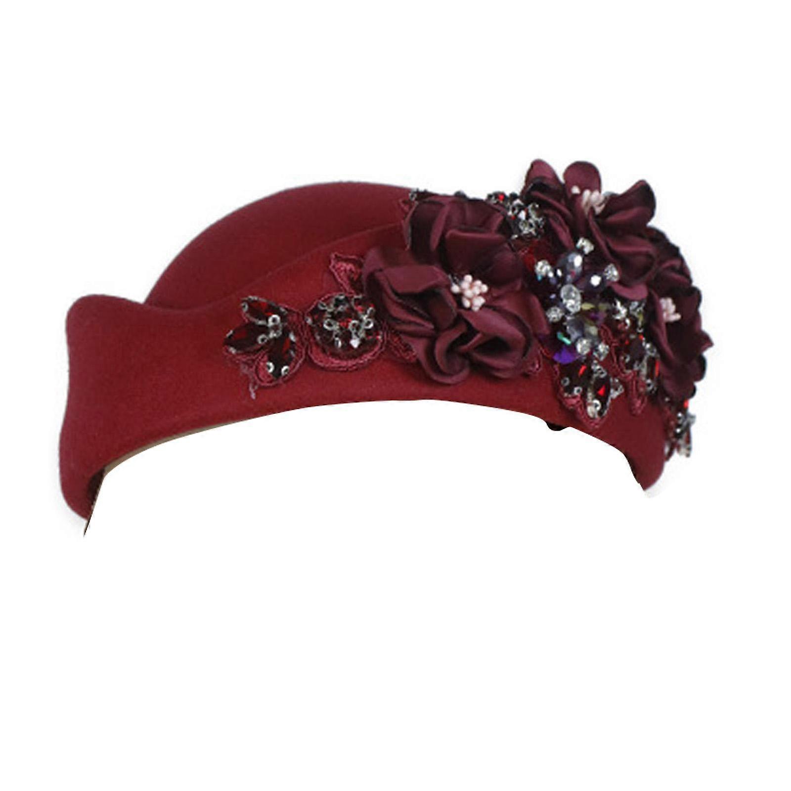 כובע כומתה רקום בסגנון תכשיטים בריטי לנשים גודל ראש מתכוונן קל משקל 11 צבעים זמינים ססגוניות