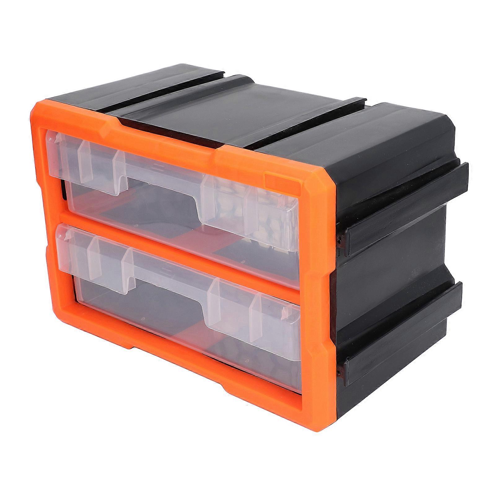 Hardware Box Organizer 2 Drawers Toolbox Large Capacity Screw Components Storage Case