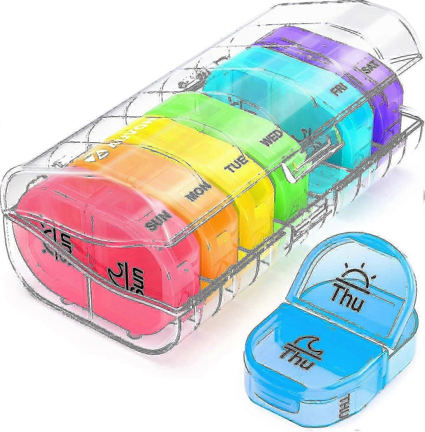 Pill Box Organiser With Free Smartphone Reminder App, Pill Boxes 7 Day 2 Times